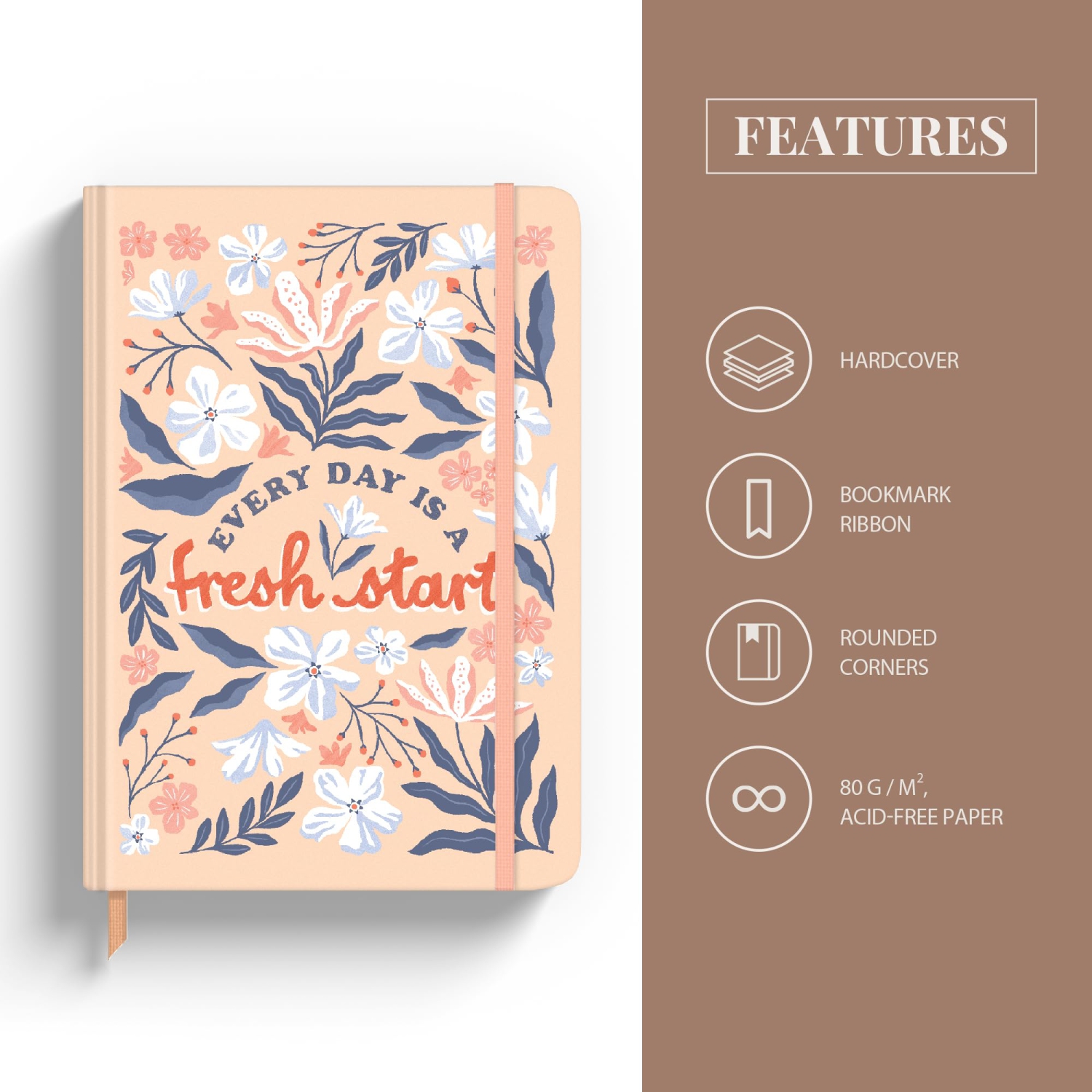 Rileys & Co Notebook Journal for Work and School - Lined Journal 8 x 6 Inches - Gold Foil Cover - Compact Notebook for Women - 240 Pages - Lined