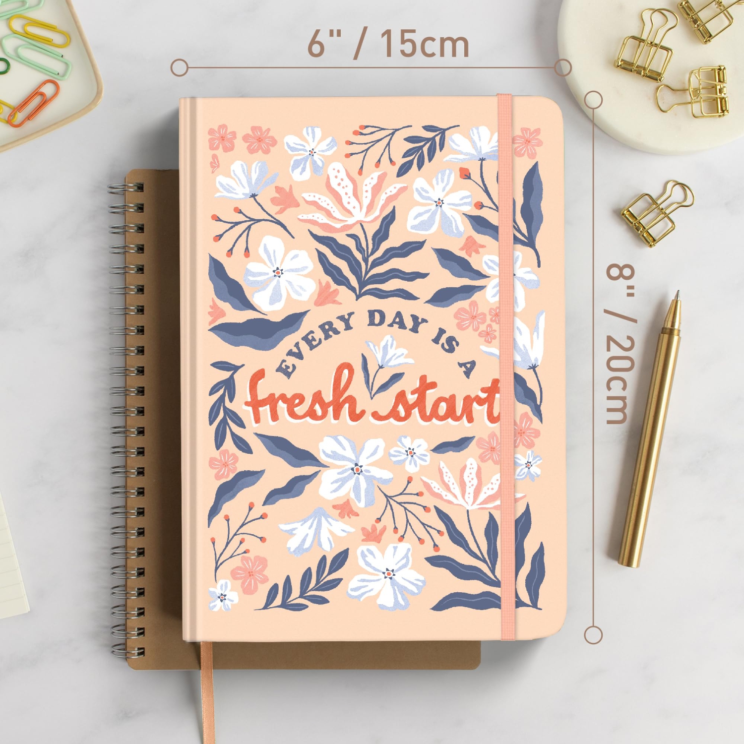 Rileys & Co Notebook Journal for Work and School - Lined Journal 8 x 6 Inches - Gold Foil Cover - Compact Notebook for Women - 240 Pages - Lined