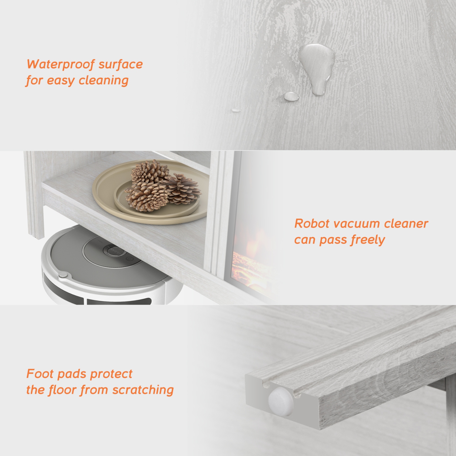 WAMPAT Fireplace TV Stand for 75 Inch TV Entertainment Center, Electric Fire Place Wood TV Console Table Cabinet with 4 Storages for Living Room