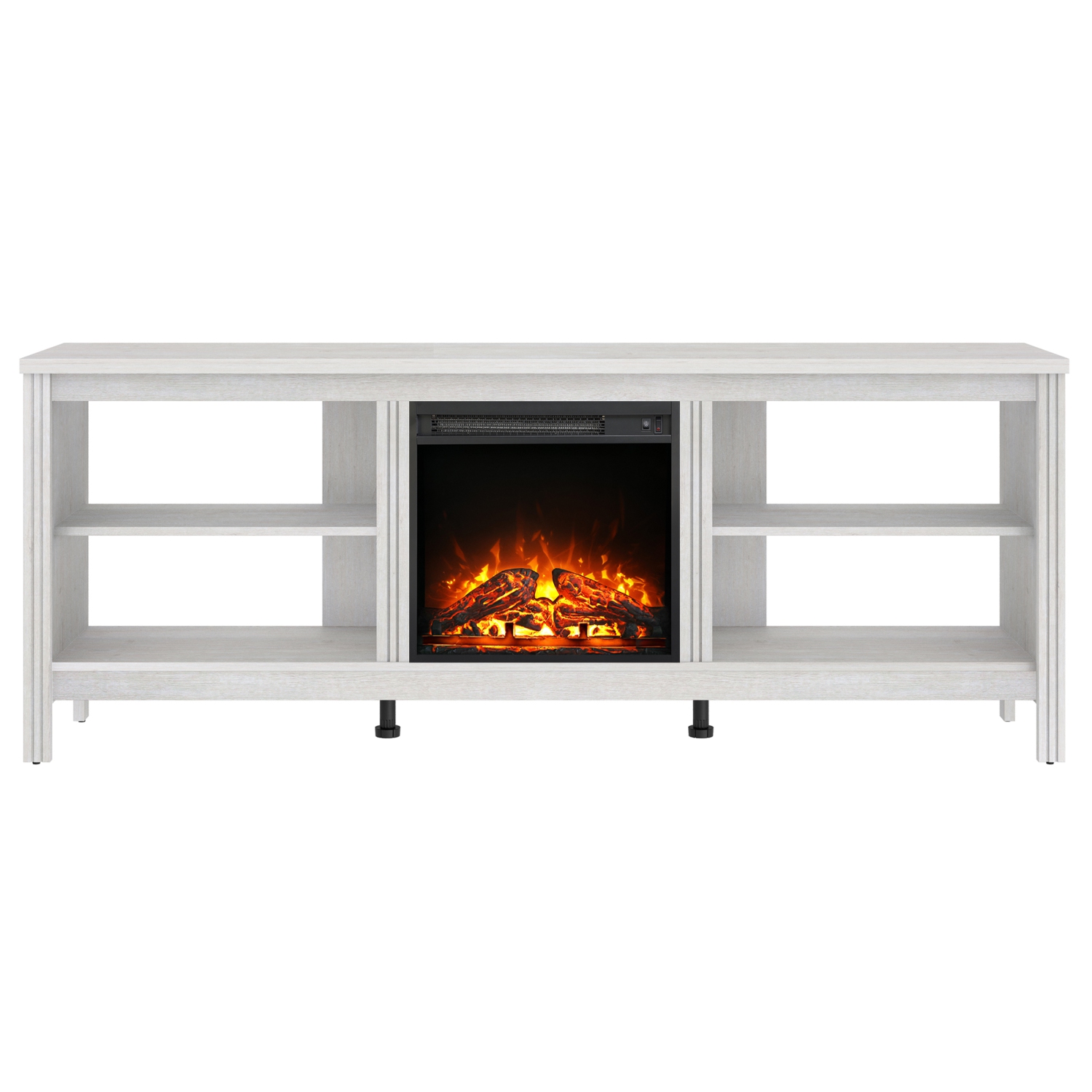 WAMPAT Fireplace TV Stand for 75 Inch TV Entertainment Center, Electric Fire Place Wood TV Console Table Cabinet with 4 Storages for Living Room