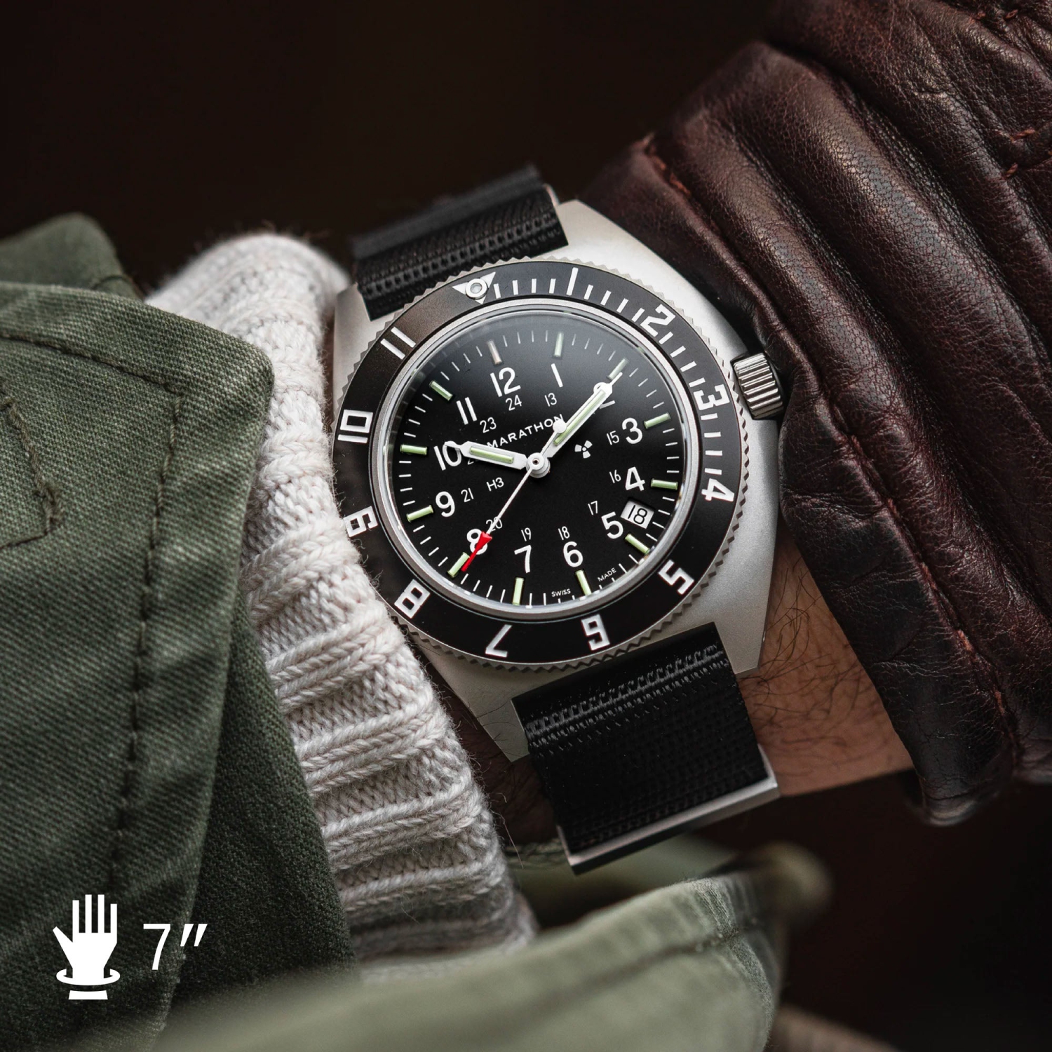 MARATHON- Steel Navigator W/ Date on Nylon Defstan 41mm