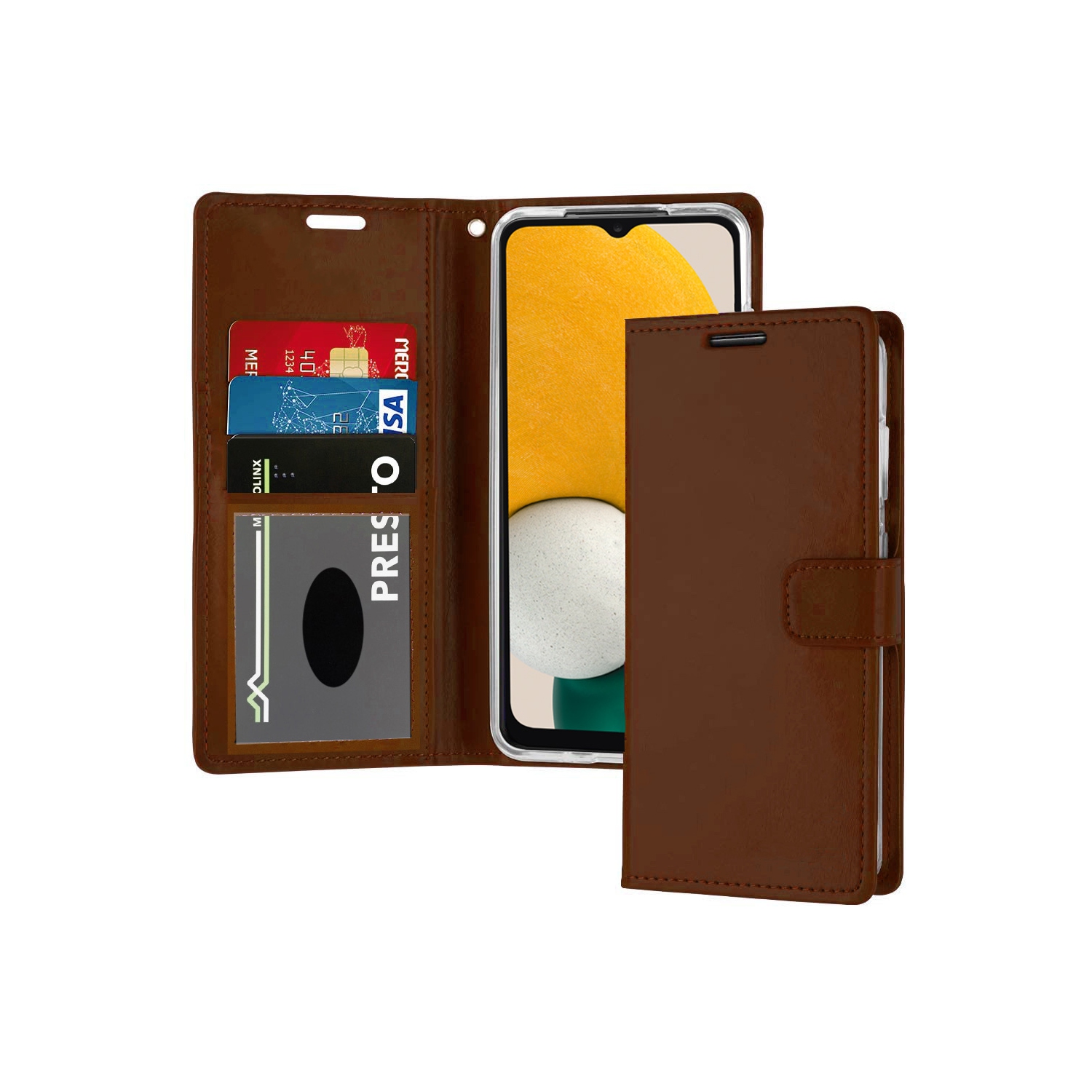XCRS Folio Magnetic Wallet Cover, PU Leather Pouch with Card Slot and Stand Case for Samsung S23 FE