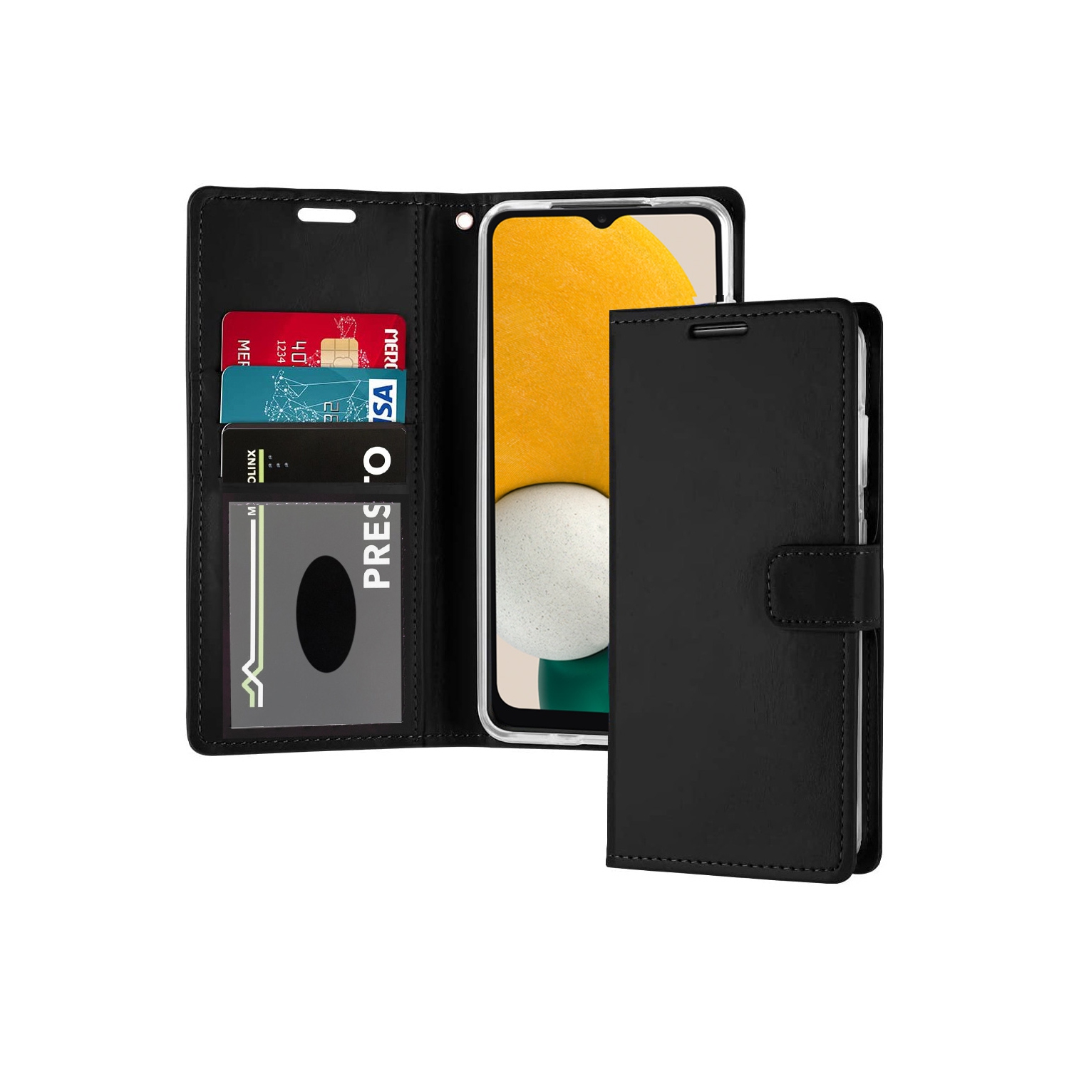 XCRS Folio Magnetic Wallet Cover, PU Leather Pouch with Card Slot and Stand Case for Samsung S23 FE