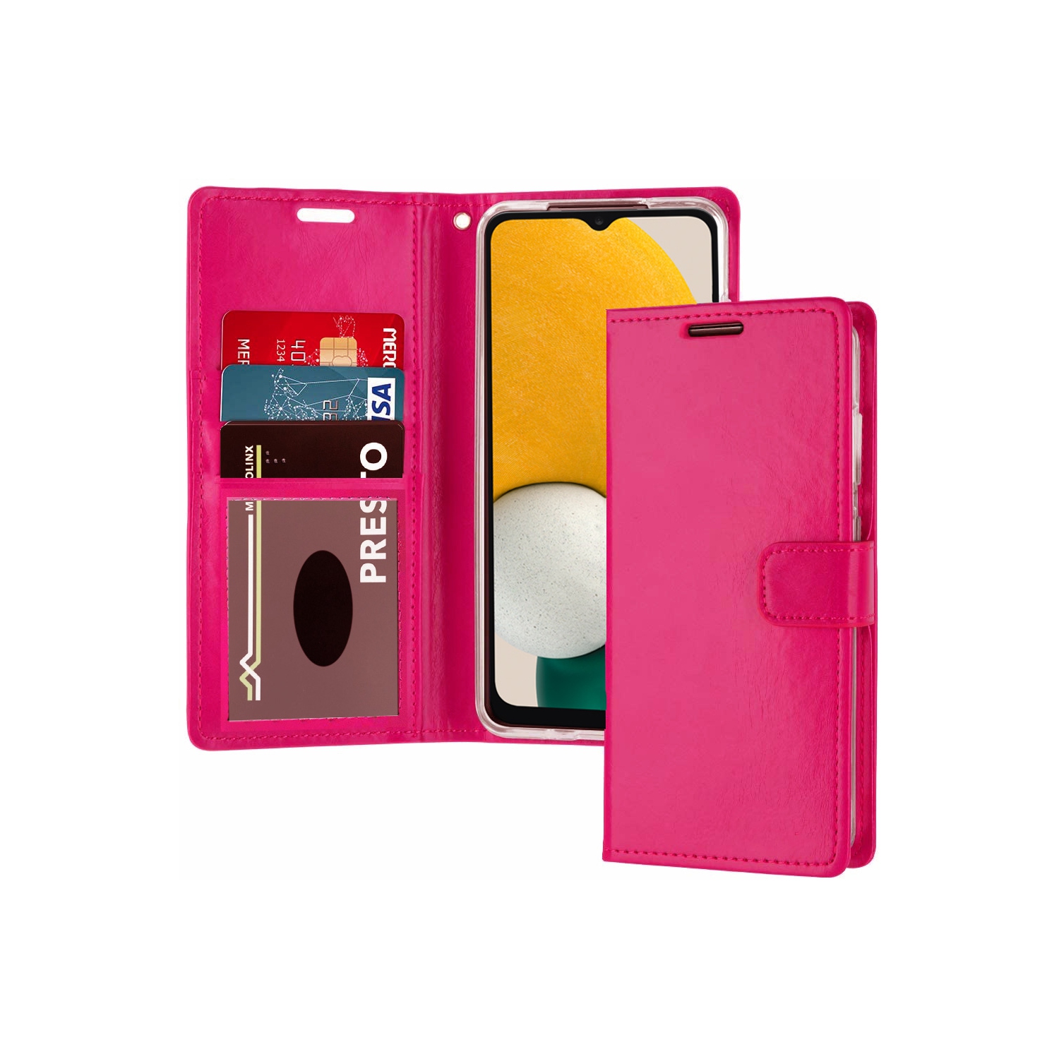 XCRS Folio Magnetic Wallet Cover, PU Leather Pouch with Card Slot and Stand Case for Samsung S23 FE
