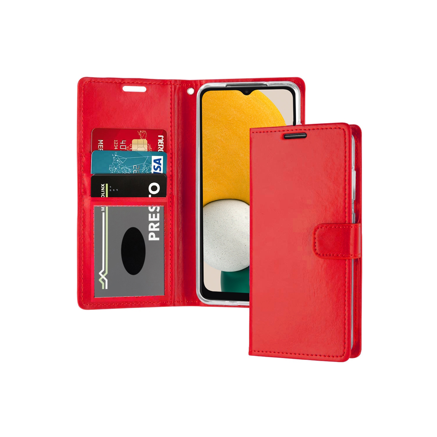 XCRS Folio Magnetic Wallet Cover, PU Leather Pouch with Card Slot and Stand Case for Samsung S23 FE