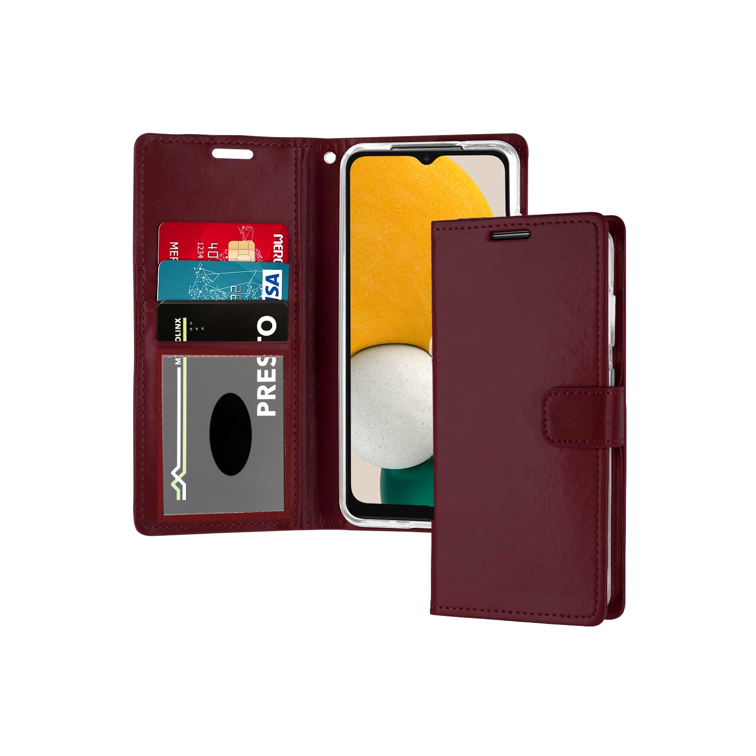 XCRS Folio Magnetic Wallet Cover, PU Leather Pouch with Card Slot and Stand Case for Samsung S23 FE