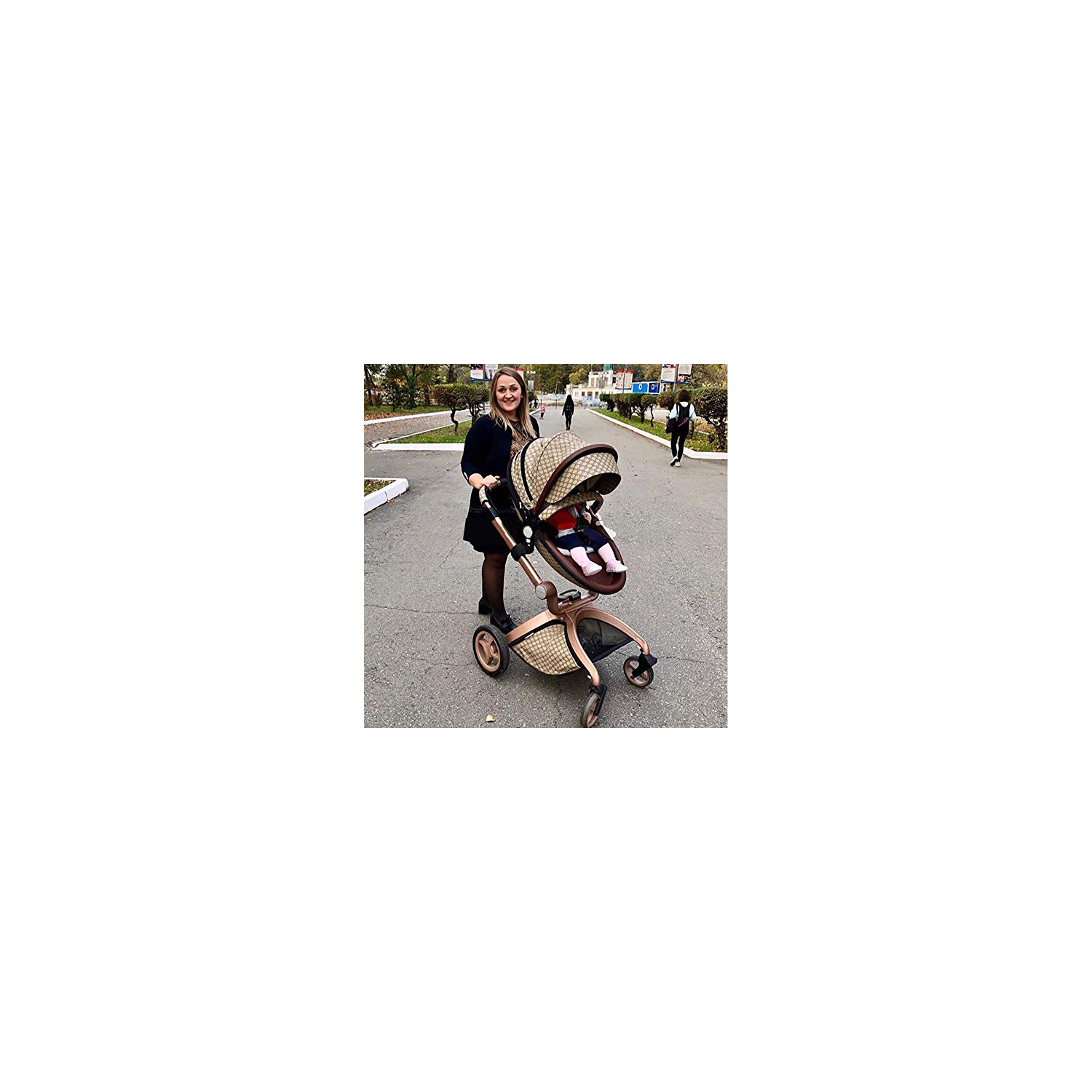 Hot Mom F22 Baby Stroller: Height-Adjustable Seat and Reclining Baby Carriage with Four-Wheel Shock Absorption, Bidirectional, Elevated View, Stylish