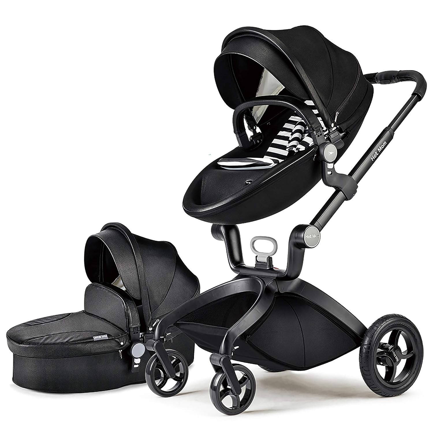 Baby Stroller: Height-Adjustable Seat and Reclining Baby Carriage with Four-Wheel Shock Absorption, Bidirectional, Elevated View, Stylish Stroller