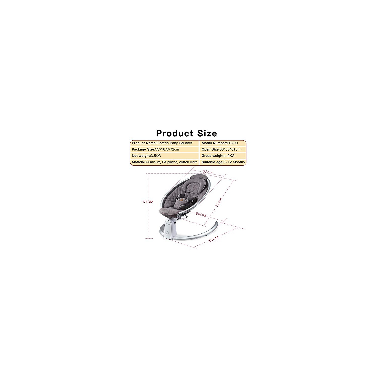 Hot Mom – siège sauteur électrique en coton pour nouveau-nés et nourrissons – balançoire automatique Bluetooth, haut-parleur intégré, angle de siège