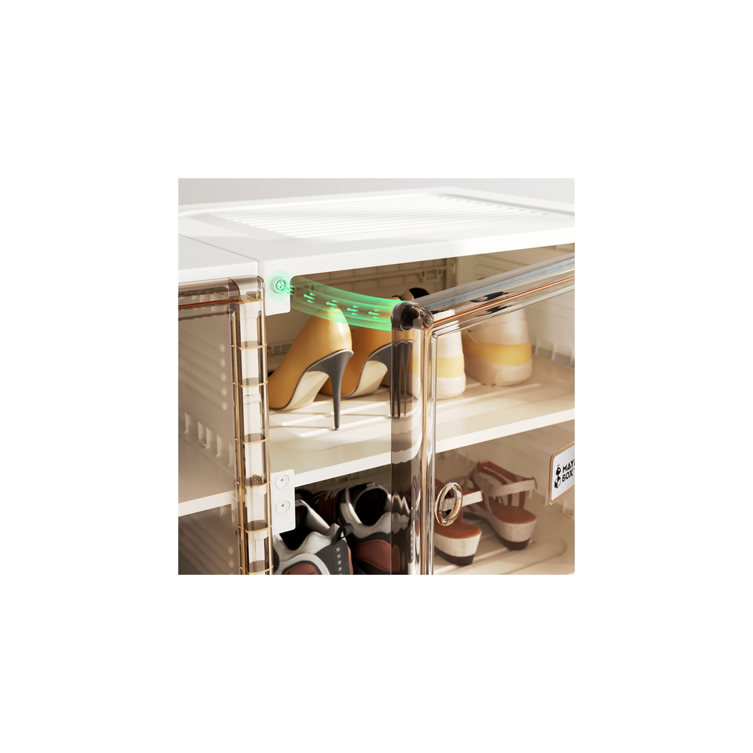 AntBox Shoe Cabinet 9 layers 18 grids Portable Shoe Organizers Storage Boxes with Magnetic Door, Easy Assembly