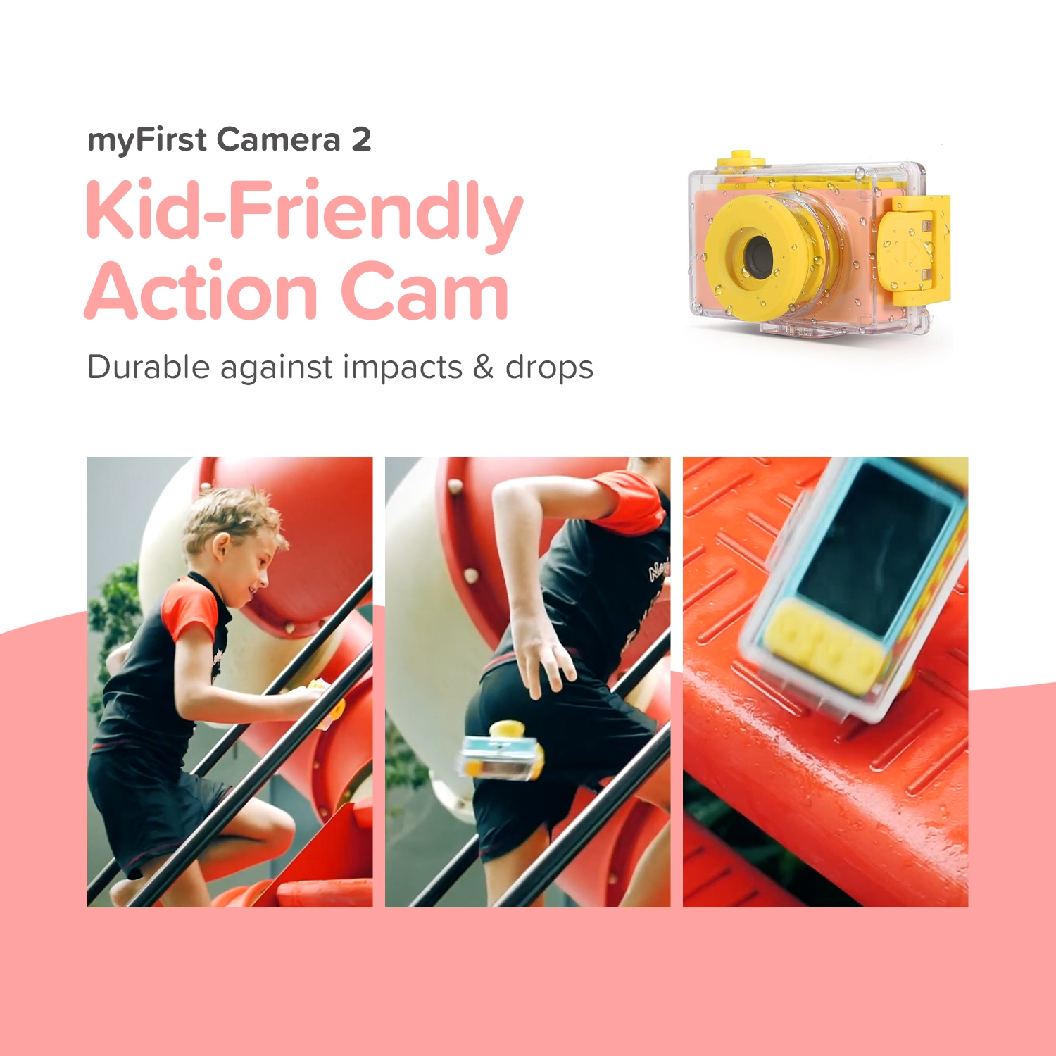 myFirst Camera 2 Kids Action Camera with IPX8 Waterproof & Shockproof Case, 1080p Video 8MP Photo, Tripod Mount, Action Camera for Swimming, Gift for