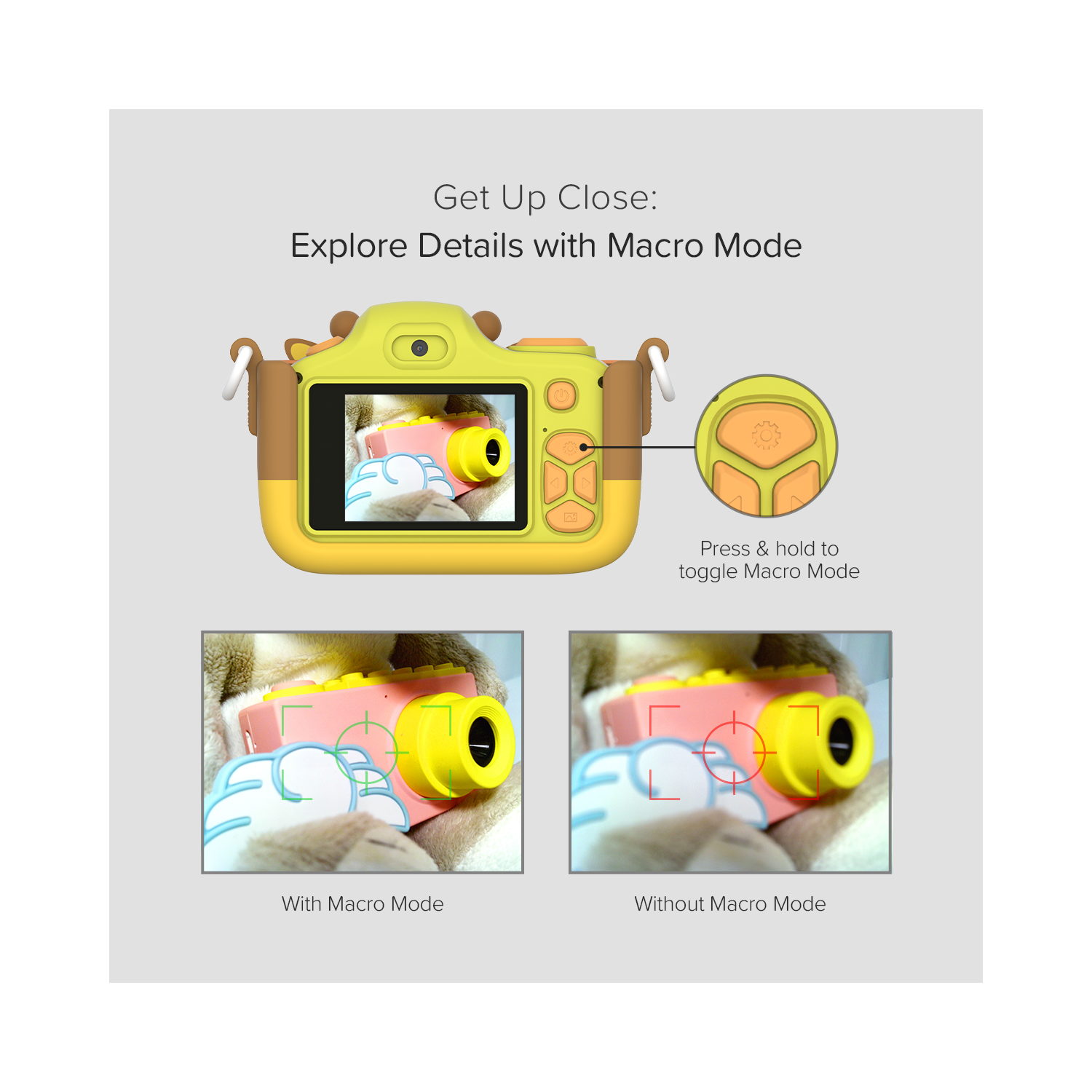 myFirst Camera 3 Kids Digital Camera, Video Camera for Toddlers, 16MP 1080HD Video, MicroSD Card, Selfie & Macro Lens, Neck Lanyard Gift for Kids 3-12