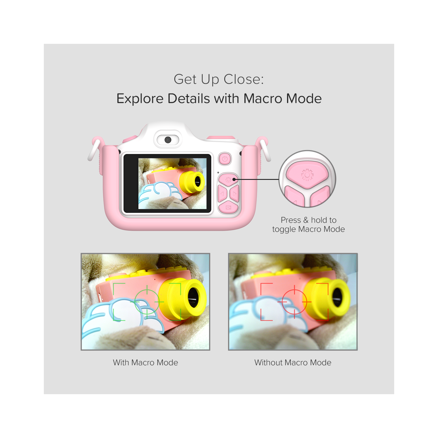 Appareil photo numérique myFirst Camera 3 pour enfants, caméra vidéo pour tout-petits, vidéo 16&nbsp;Mpx 1080HD, carte MicroSD, égoportrait et
