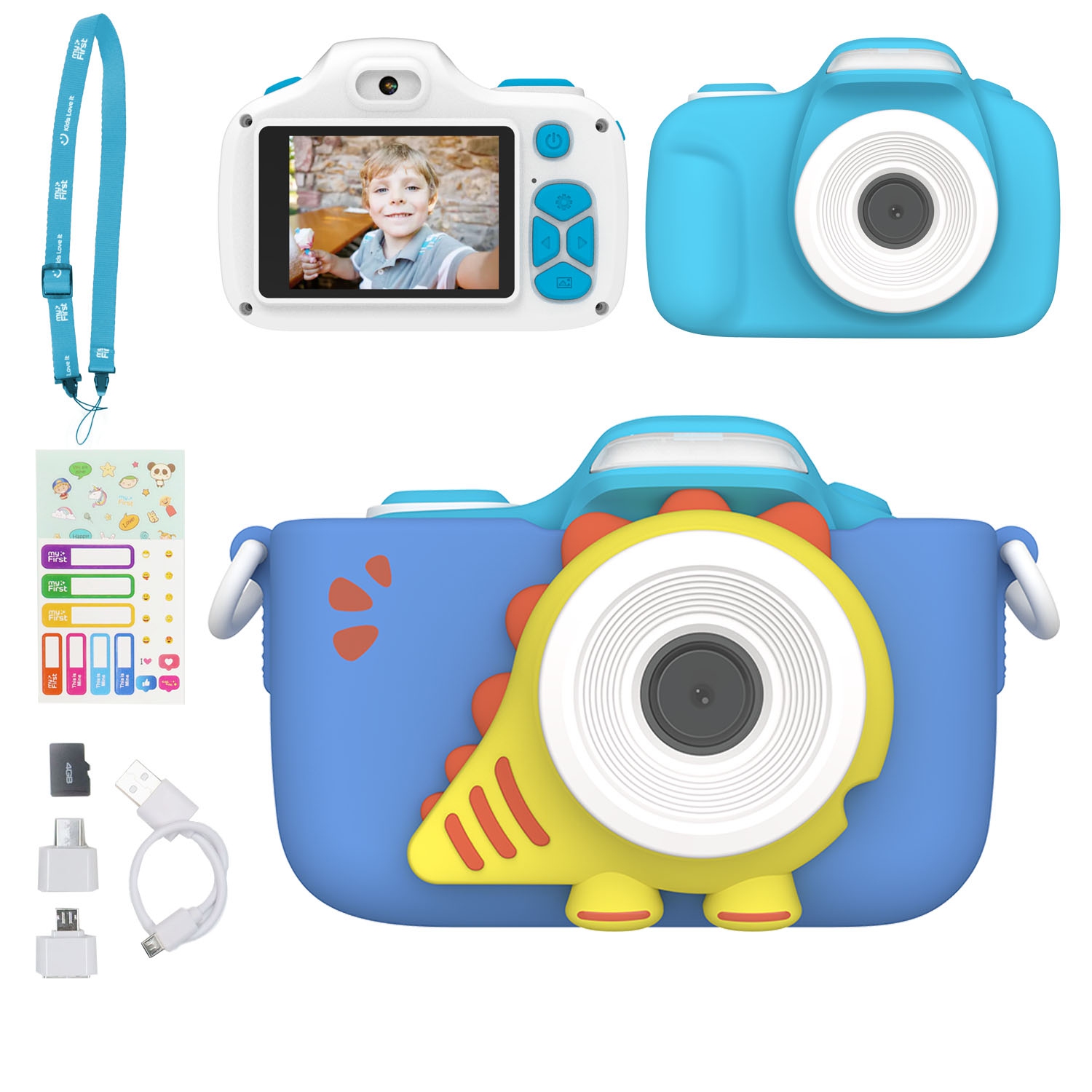 myFirst Camera 3 Kids Digital Camera, Video Camera for Toddlers, 16MP 1080HD Video, MicroSD Card, Selfie & Macro Lens, Neck Lanyard Gift for Kids 3-12