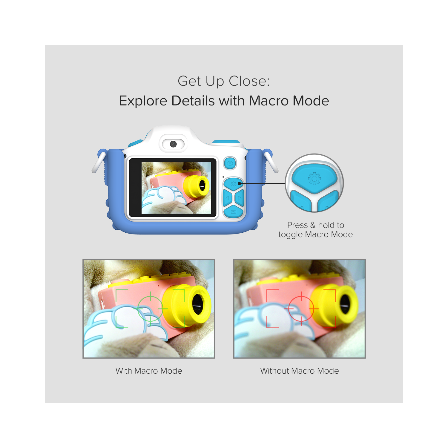 myFirst Camera 3 Kids Digital Camera, Video Camera for Toddlers, 16MP 1080HD Video, MicroSD Card, Selfie & Macro Lens, Neck Lanyard Gift for Kids 3-12