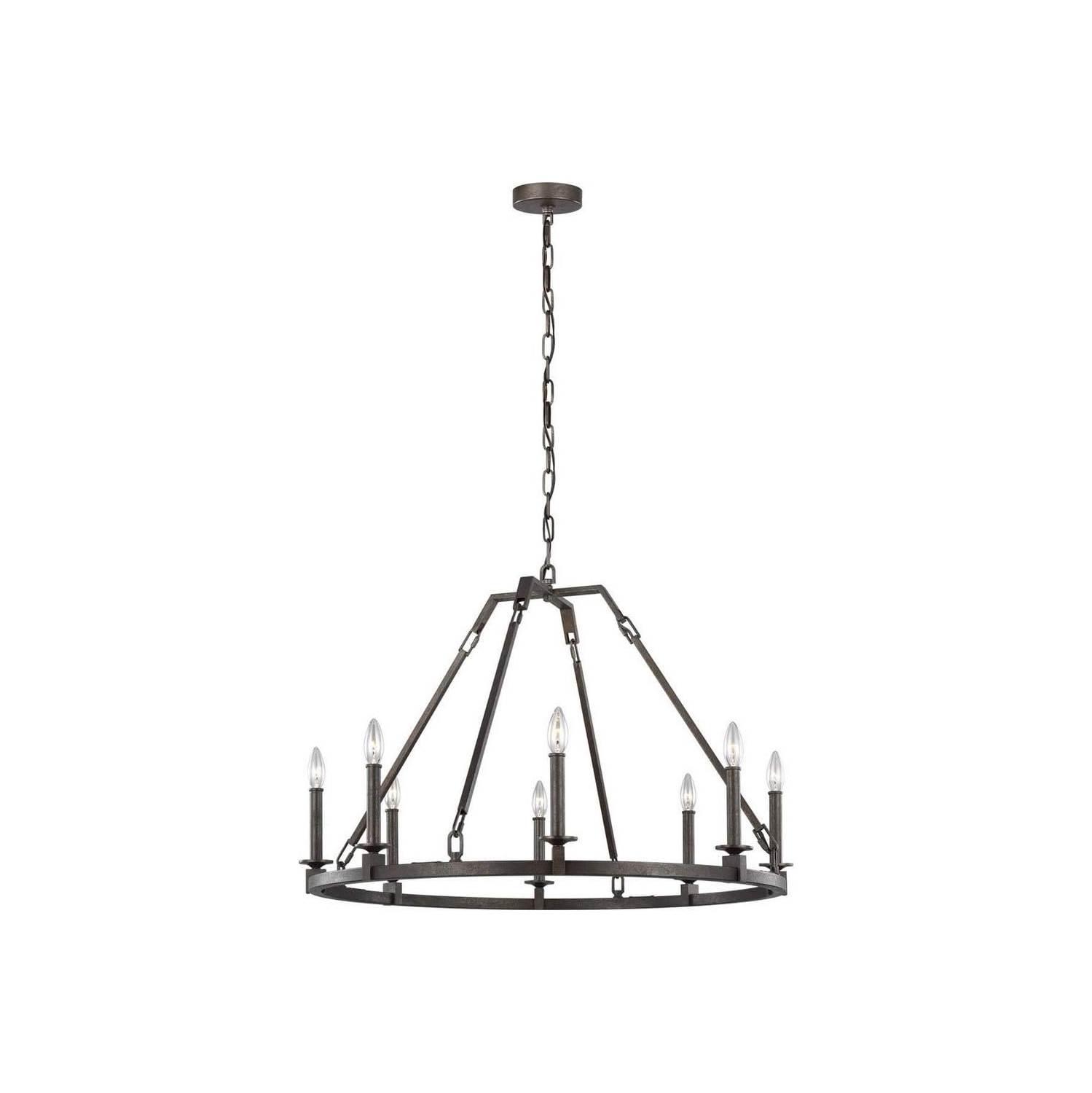 Openbox- Feiss F3214/8SMS Landen Candle Chandelier Lighting, Smith Steel 8-Light 480 Watts