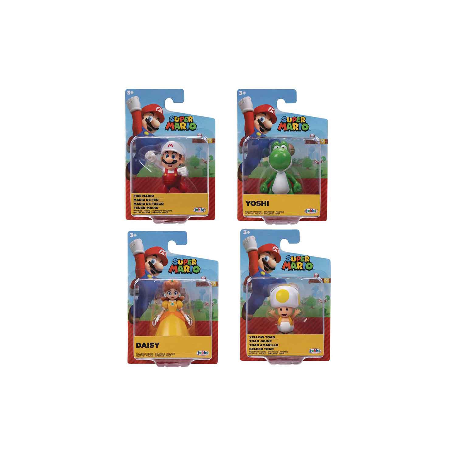 Super Mario World Of Nintendo 2 Inch Mini Figure Wave 34 - Set of 4 (Yellow Toad - Daisy - Green Yoshi - Fire Mario)