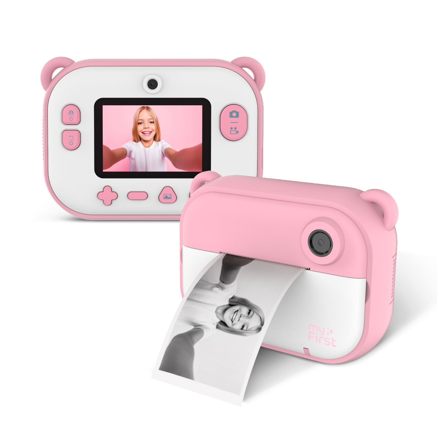 myFirst Insta 2 - Kids Instant Print Camera, 12MP Photos, 1080P Video, Front & Selfie Lens, Gift for Boys & Girls 3-12, microSD Card & Neck Lanyard, Travel Camera (Pink)