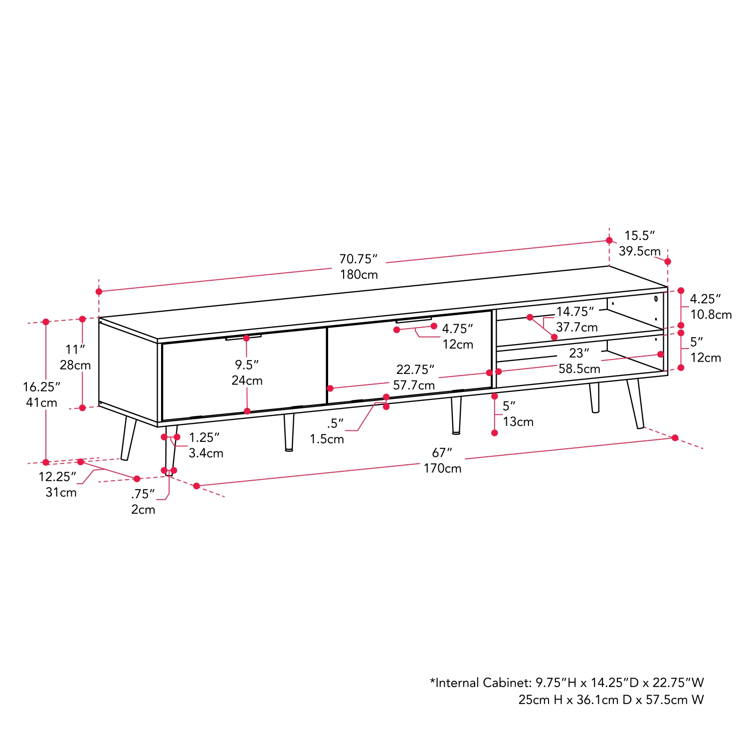 CorLiving Himari Modern Dark Grey TV Stand with Storage Drawers, TV Table Stand - TVS UP TO 85"