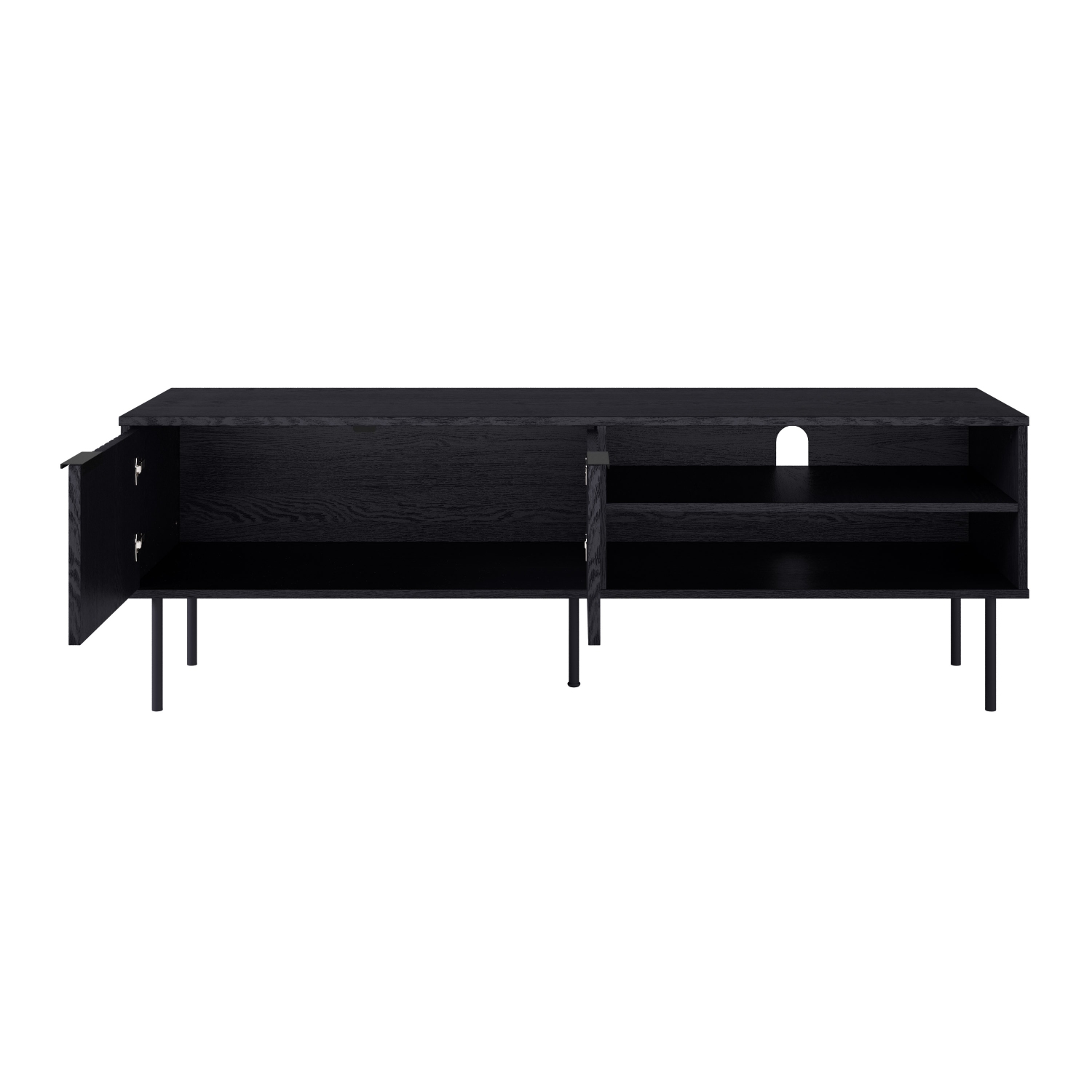 CorLiving Lysander 59'' Wide Black Fluted TV Stand with Two Doors and Shelves