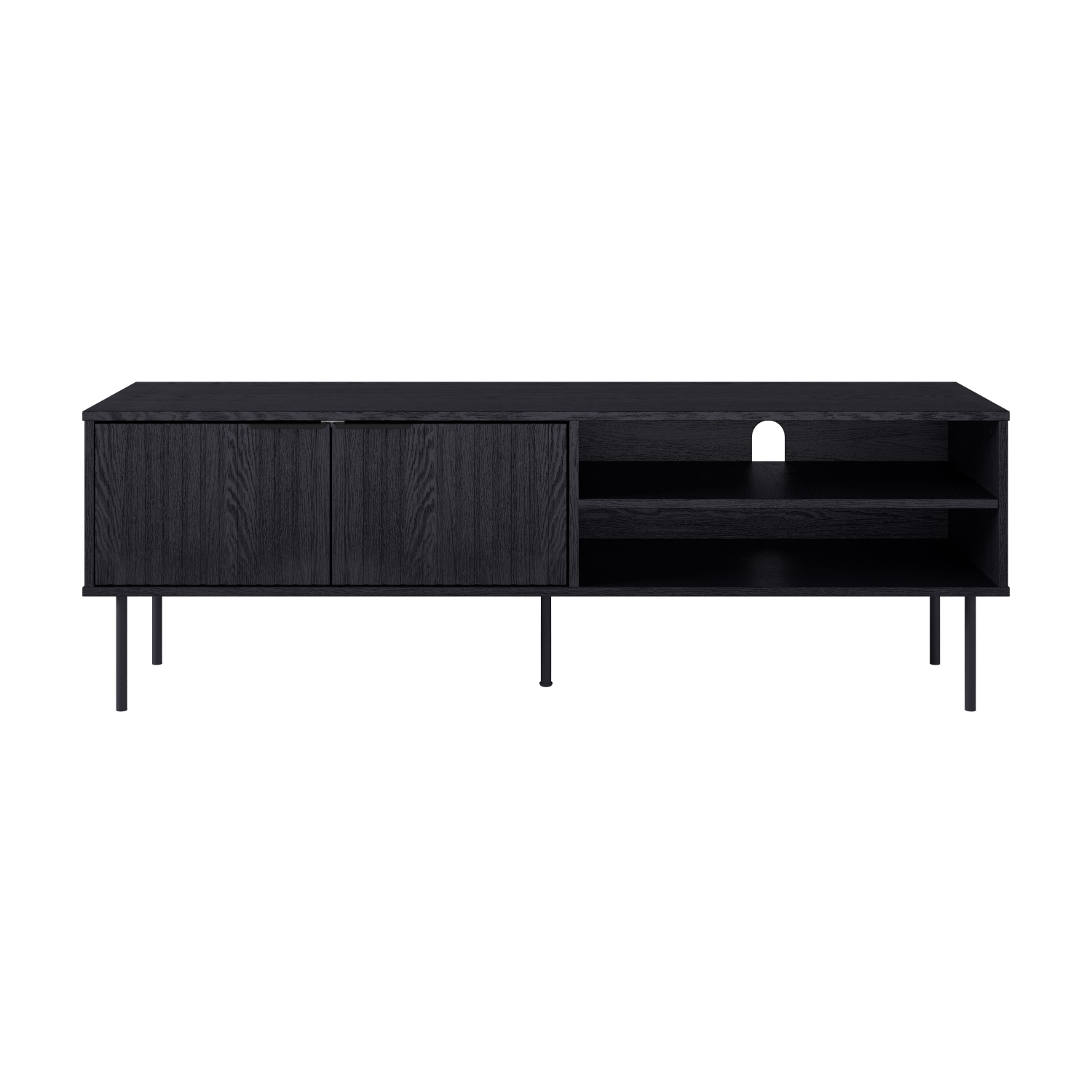 CorLiving Lysander 59'' Wide Black Fluted TV Stand with Two Doors and Shelves