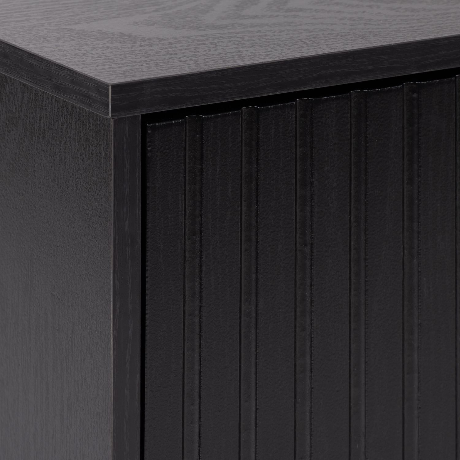 CorLiving Lysander 59'' Wide Black Fluted TV Stand with Two Doors and Shelves