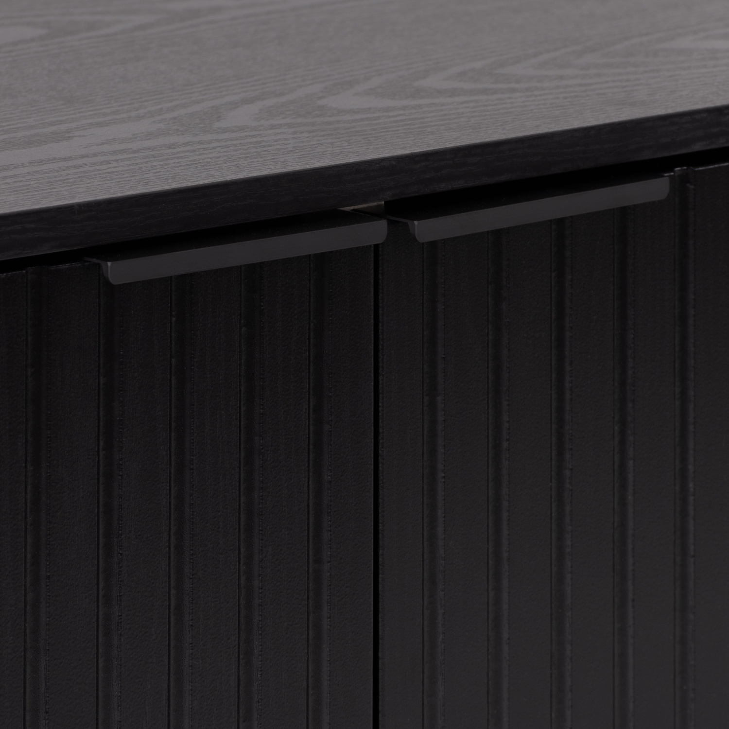 CorLiving Lysander 59'' Wide Black Fluted TV Stand with Two Doors and Shelves