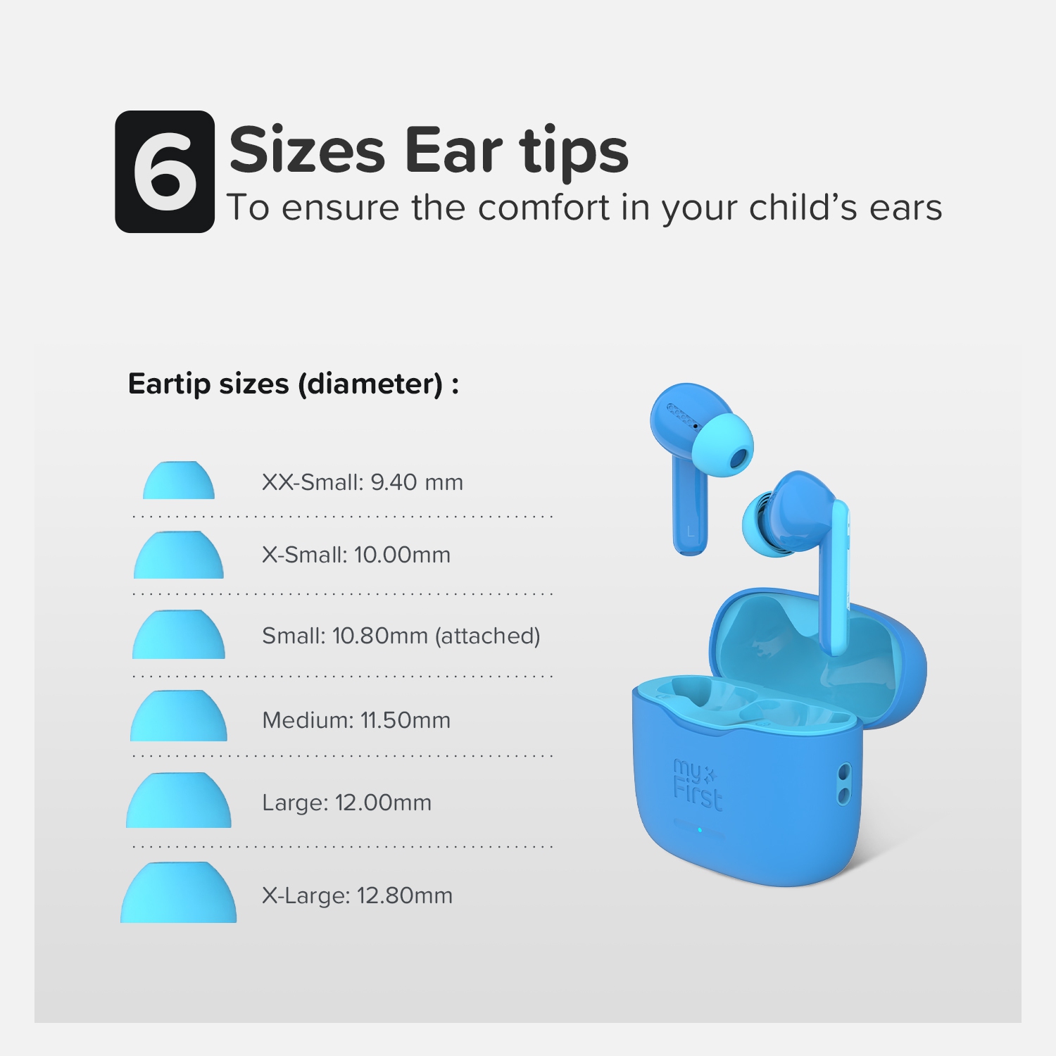 myFirst CareBuds – Wireless Bluetooth Earbuds for Kids, 85dB Volume Limit, Anti-Lost Strap, Built-in Mic, Touch Control, Easy Pairing, Long Playtime,