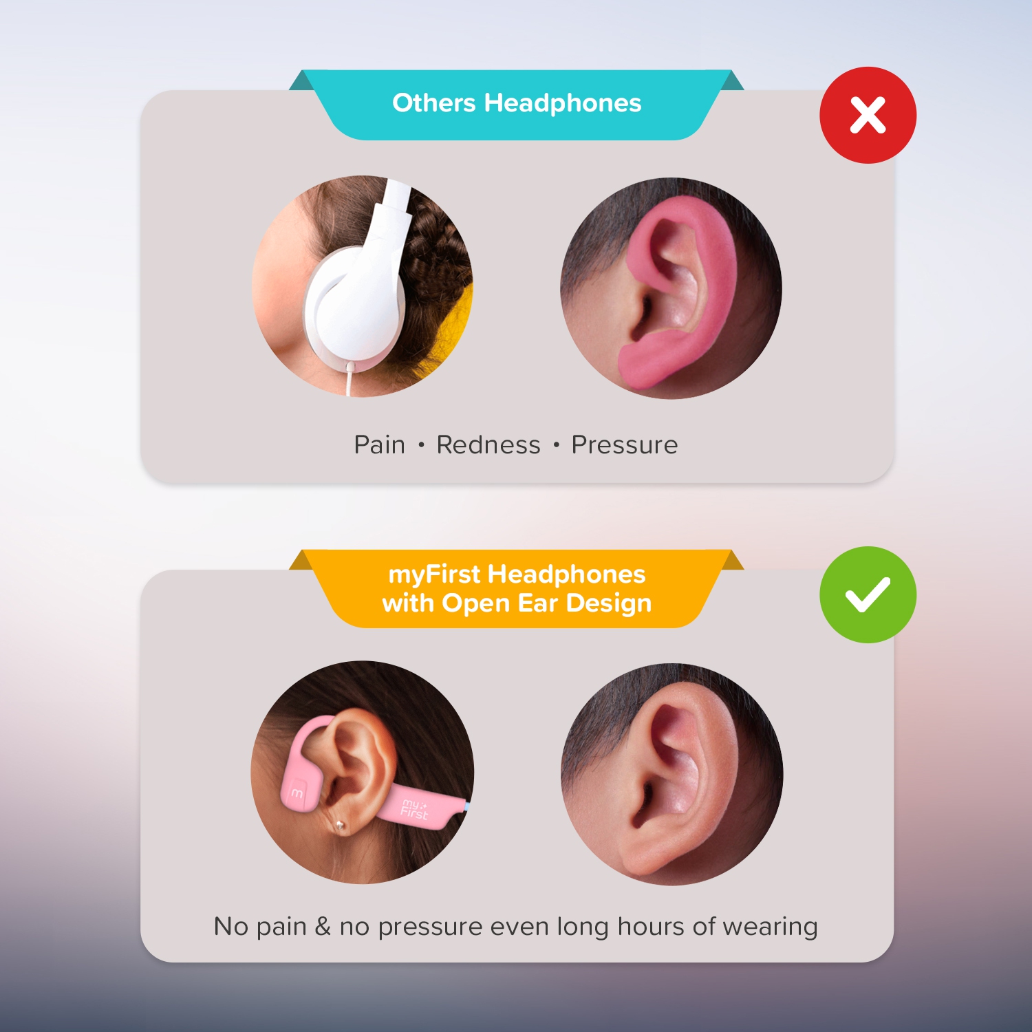 MyFirst Headphones Airwave Écouteurs Bluetooth sans fil à conduction d'air avec micro pour enfants de 4 à 12 ans, limite de sécurité 85&nbsp;dB,