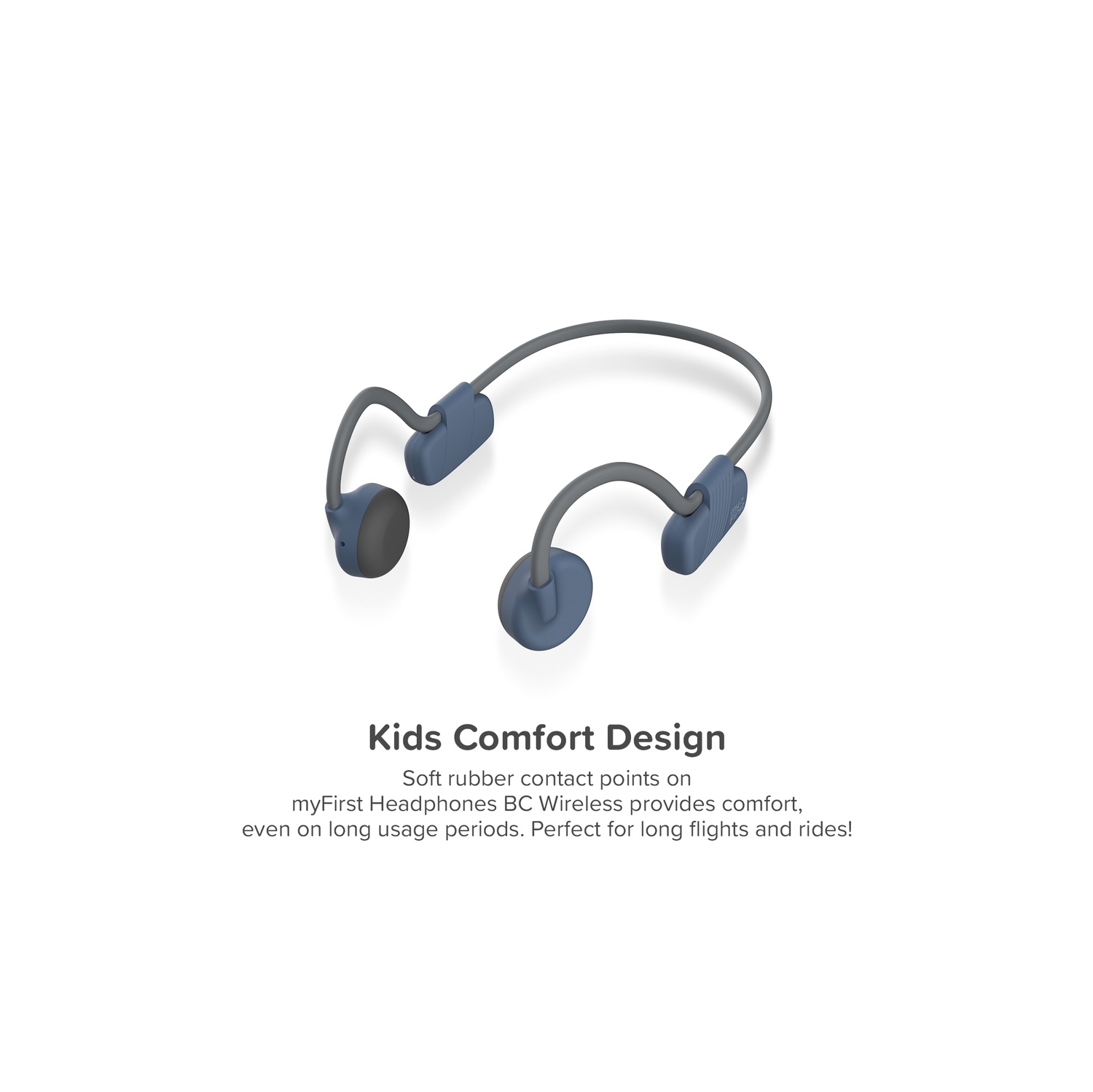 myFirst Headphones BC Wireless Lite - Bone Conduction, Open Ear Bluetooth Truly Wireless Headphones For Kids - Space Blue