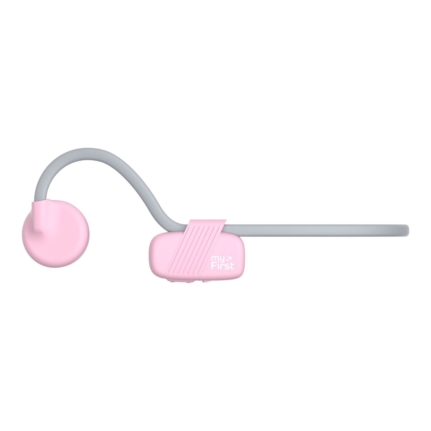 Écouteurs sans fil myFirst BC Lite - conduction osseuse rose, écouteurs boutons ouverts 100 % sans fil Bluetooth pour enfants - barbe à papa