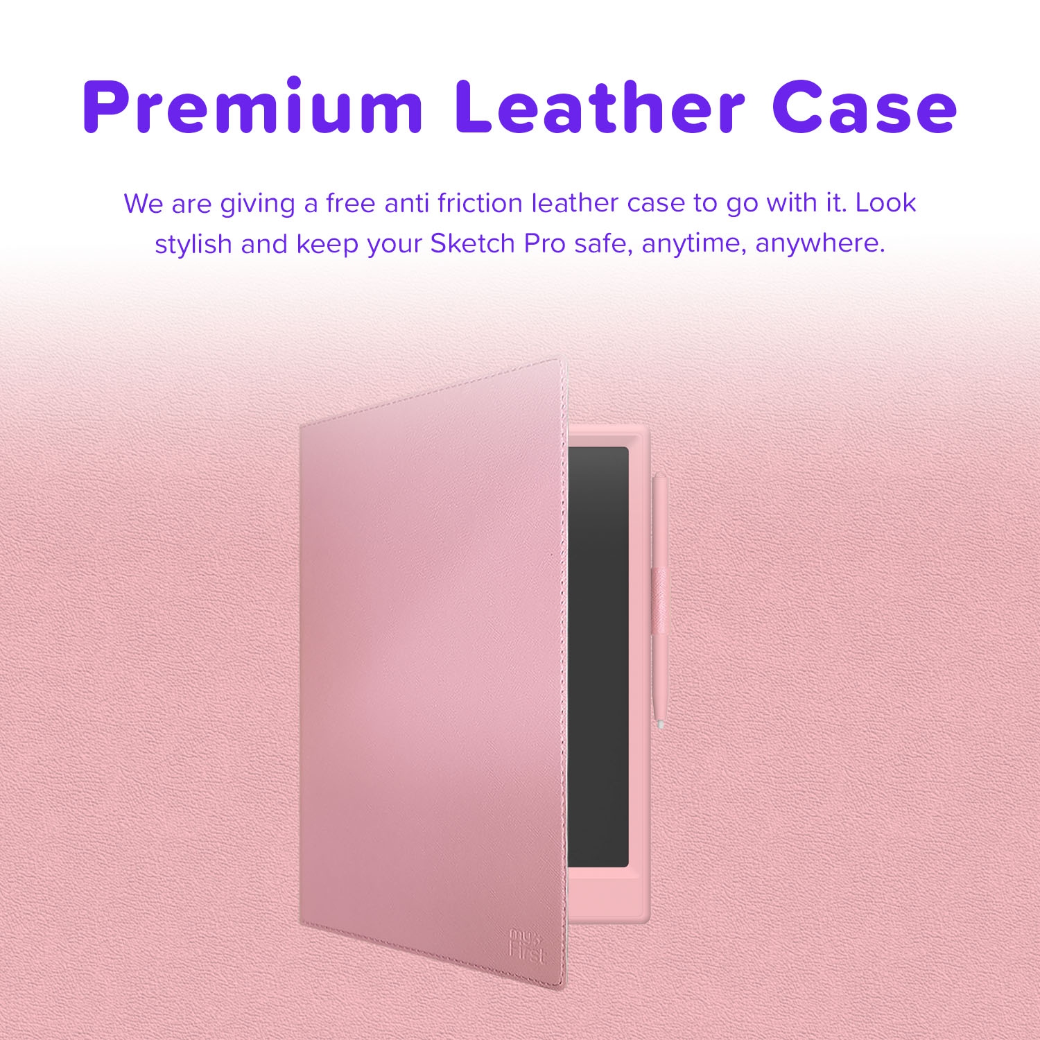 MyFirst Sketch Pro Neo - tablette d'écriture ACL pour enfants, tableau Doodle, tablette à dessin, étui en cuir - Rose