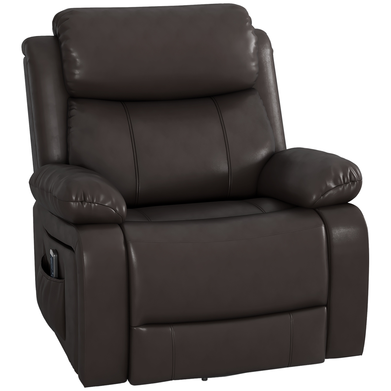 Fauteuil de massage inclinable de HOMCOM, fauteuil berçant pivotant pour salon, canapé inclinable manuel en cuir PU avec télécommande et pochettes