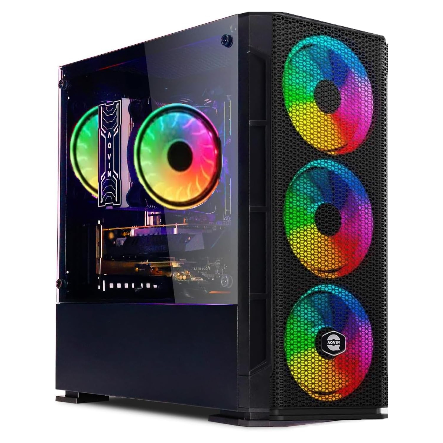 AQVIN AQ10 Gaming Desktop Computer PC Tower - Intel Core i7 Processor upto 4.0Ghz 32GB DDR4 RAM 1TB SSD AMD RX580 8GB DDR5 HDMI Graphics GPU Windows 10 Pro RGB Keyboard Mouse, WIFI
