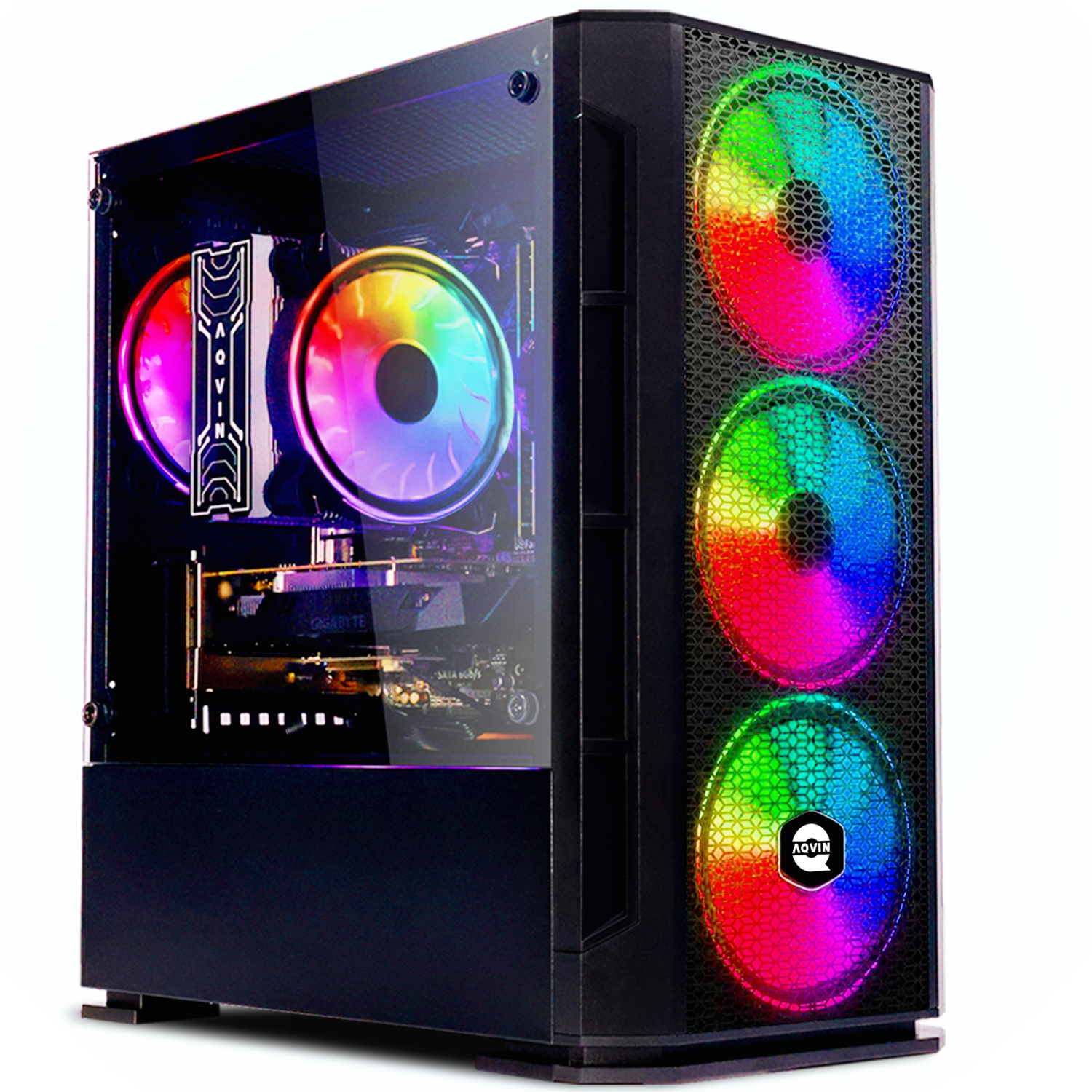Gaming PC AQVIN AQ10 Desktop Computer Tower - RGB Fan Lights/ Intel Core i7 CPU/ 2TB SSD (fast boot)/ 32GB RAM/ GeForce GTX 1660 Super GPU| WIN 10 Pro| WIFI ready - 1 year Warranty