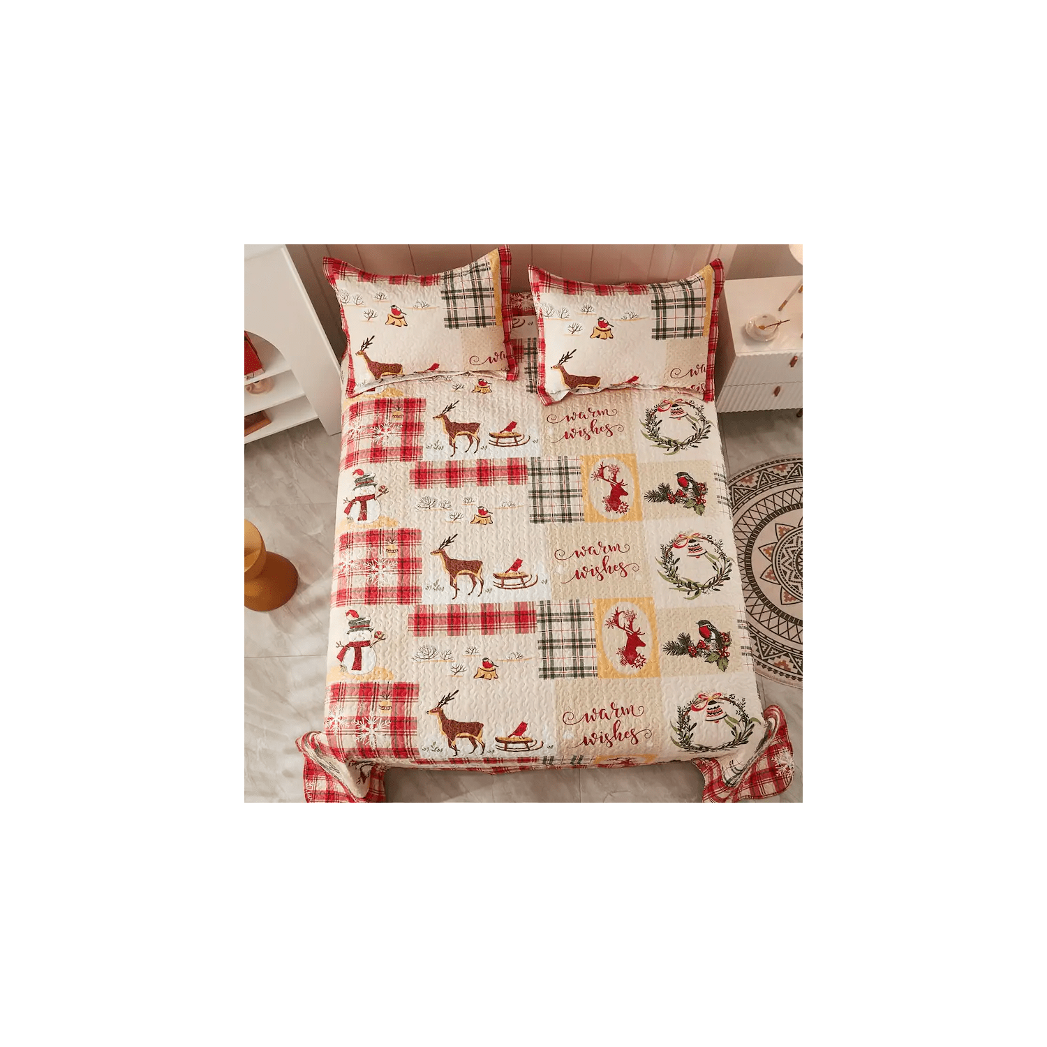 Ensemble de couvre-lit léger MarCielo Christmas Quilt