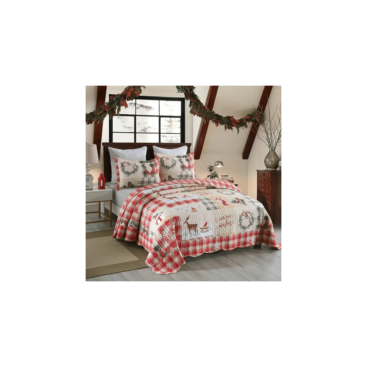 Ensemble de couvre-lit léger MarCielo Christmas Quilt