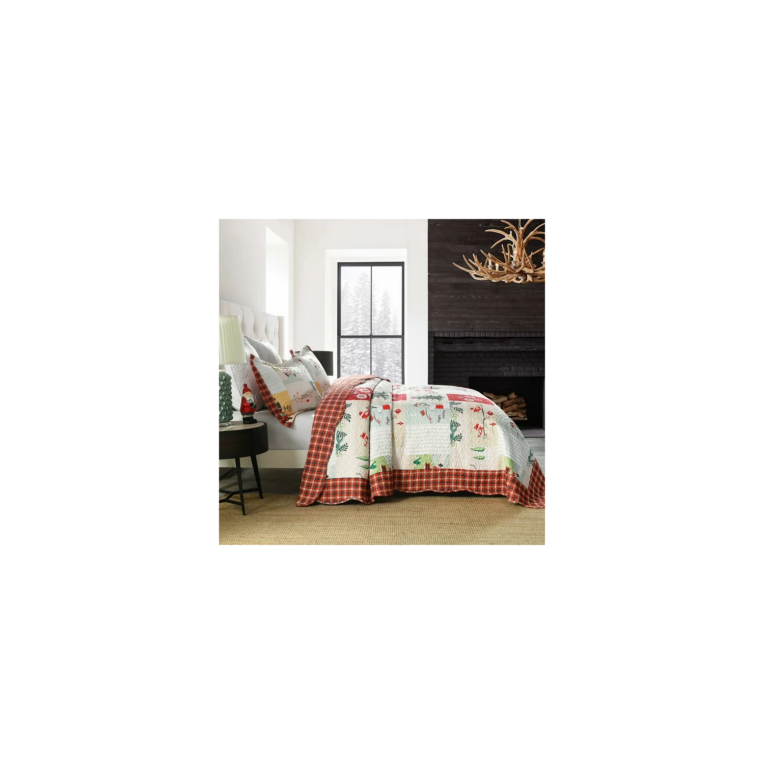 MarCielo Christmas Quilt Bedspread Set King Size - Holiday Bedding Gift for Kids Adults, 1 Quilt 2 Pillow Shams