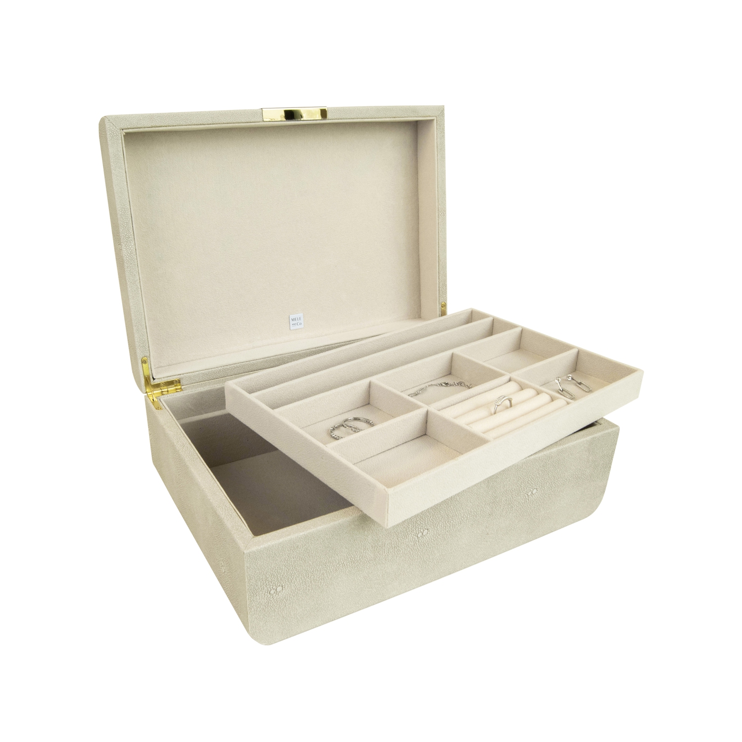 Coffret à bijoux en cuir végétalien réutilisable Rebecca Cream de Gunther Mele et Co