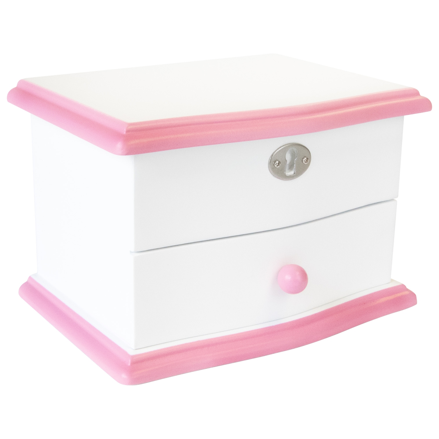 Coffret à bijoux avec tourbillon musical en bois blanc et rose Katie de Gunther Mele et Co