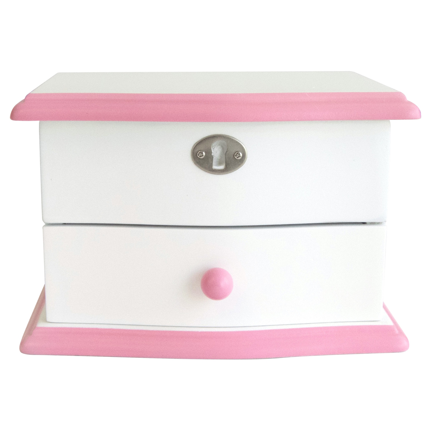 Coffret à bijoux avec tourbillon musical en bois blanc et rose Katie de Gunther Mele et Co