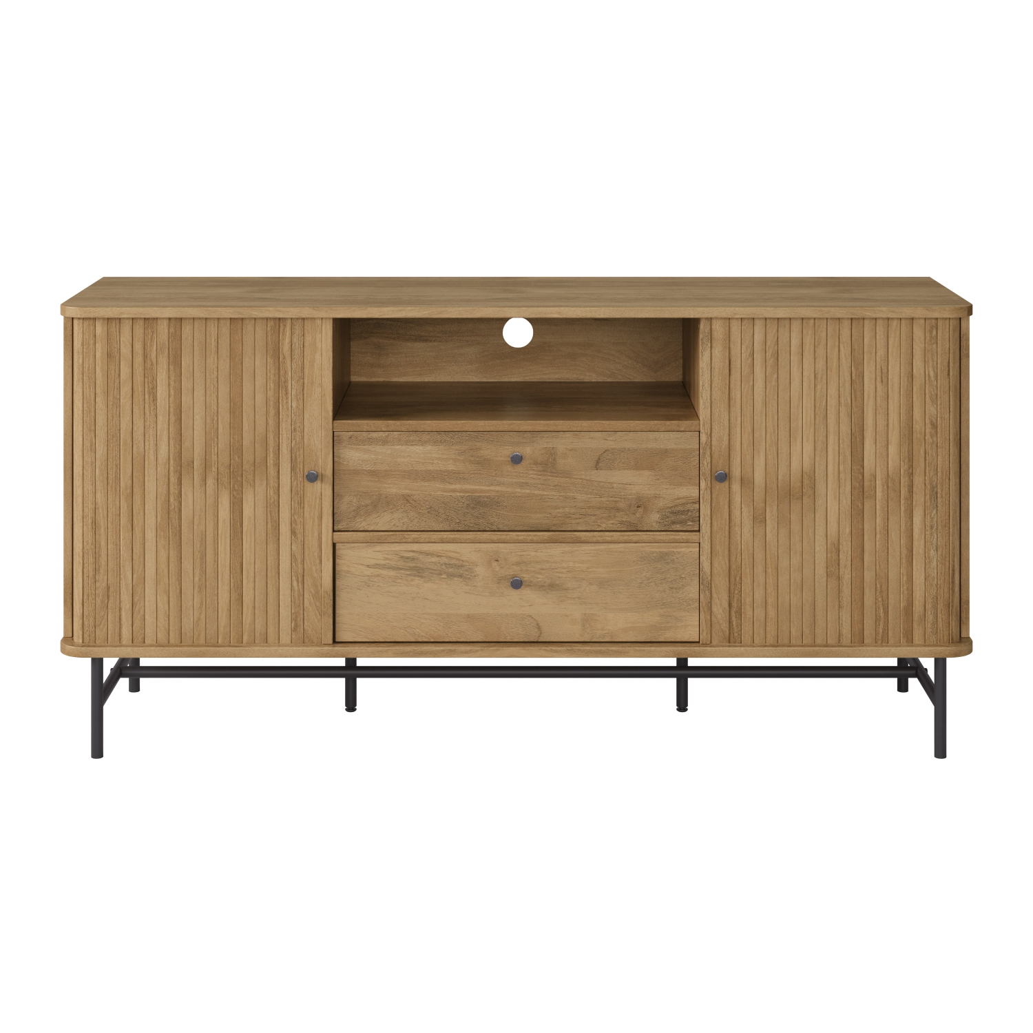 CorLiving Hikari Curved Sideboard Buffet TV Stand with drawers and steel legs