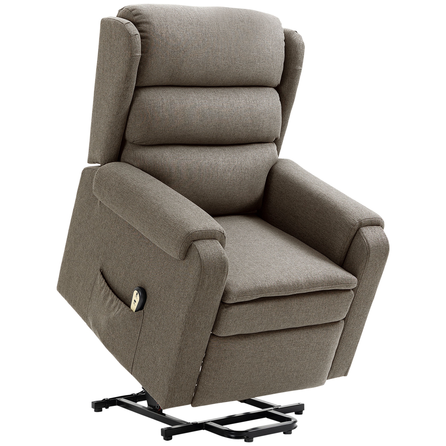 HOMCOM Power Lift Recliner Chair for Elderly, Fabric Electric Stand-Up Sofa, Heavy-Duty Reclining Chair with Pockets for Living Room, Brown