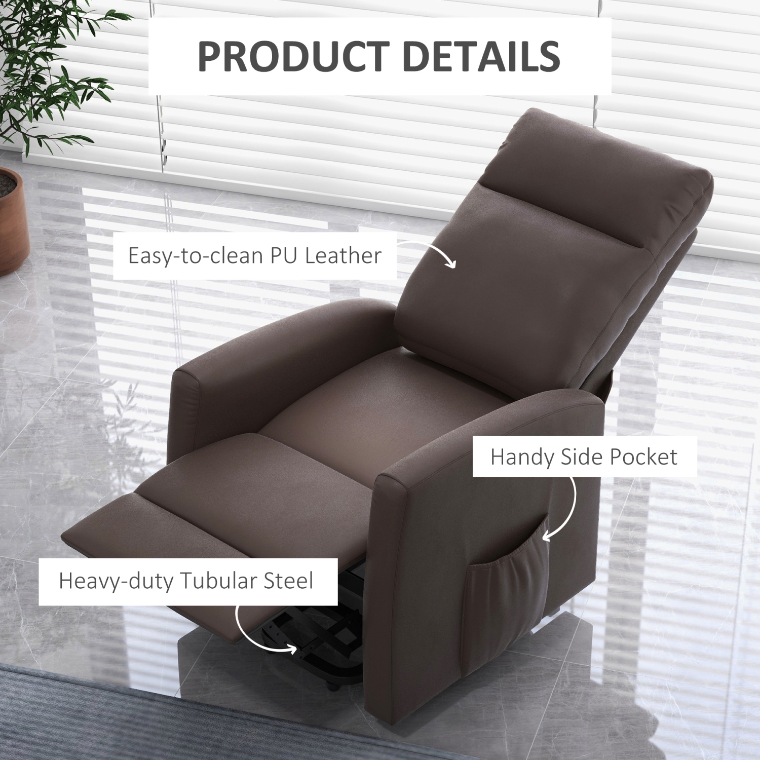 Fauteuil inclinable électrique pour personnes âgées de HOMCOM, fauteuil inclinable électrique en cuir PU pour salon avec repose-pieds, télécommande,