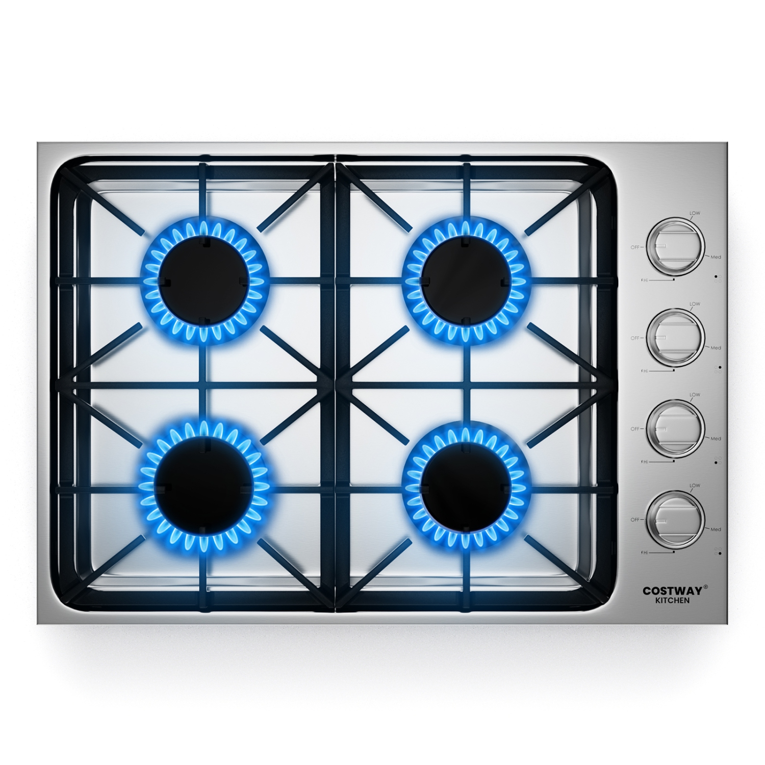 Costway 30" 4 Burners Gas Cooktop Built-in Stovetop - Stainless Steel