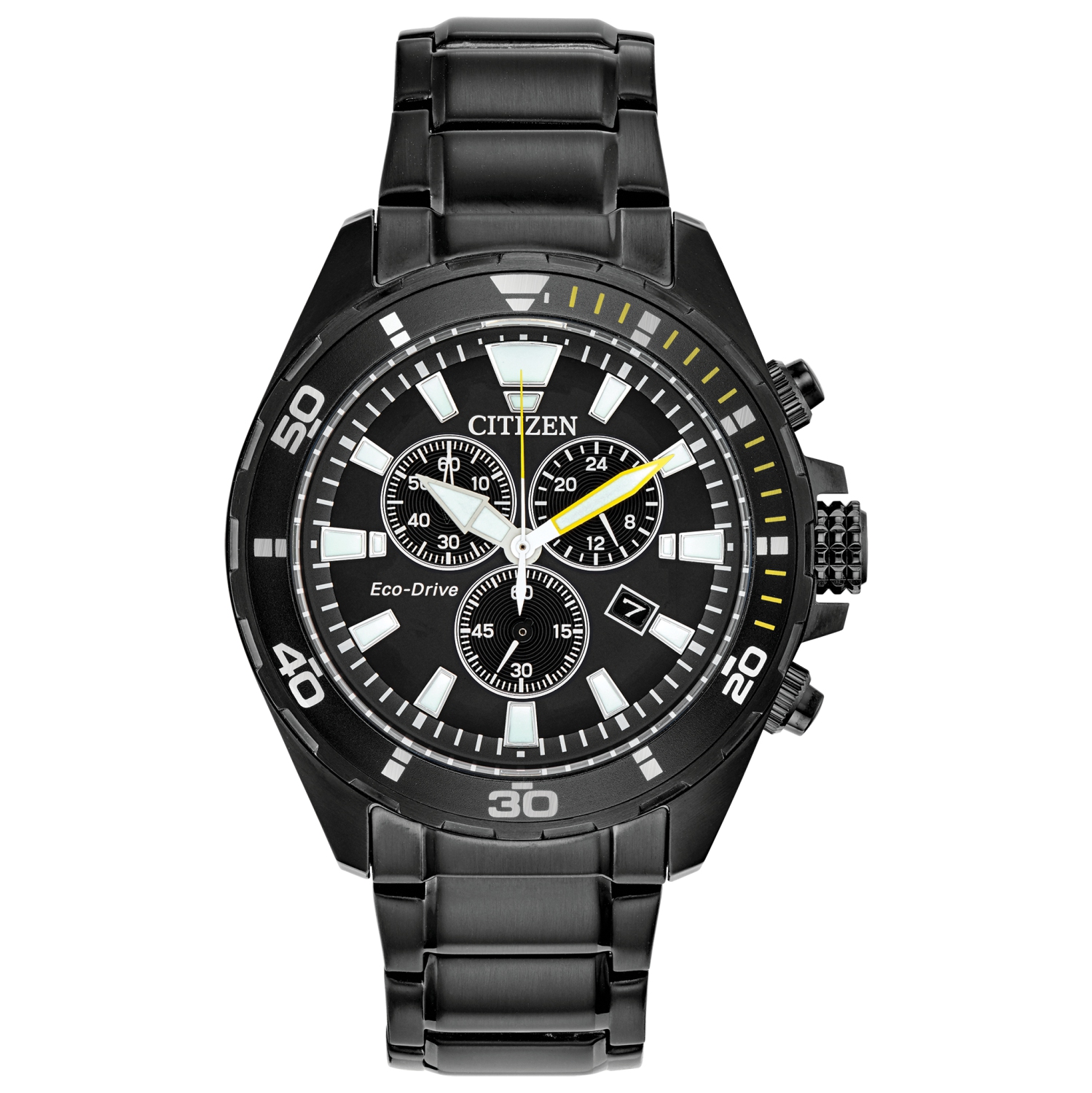 Citizen Mens Brycen Eco-Drive Watch 44mm Black Stainless Steel Case and Bracelet with Black Dial (AT2435-51E)