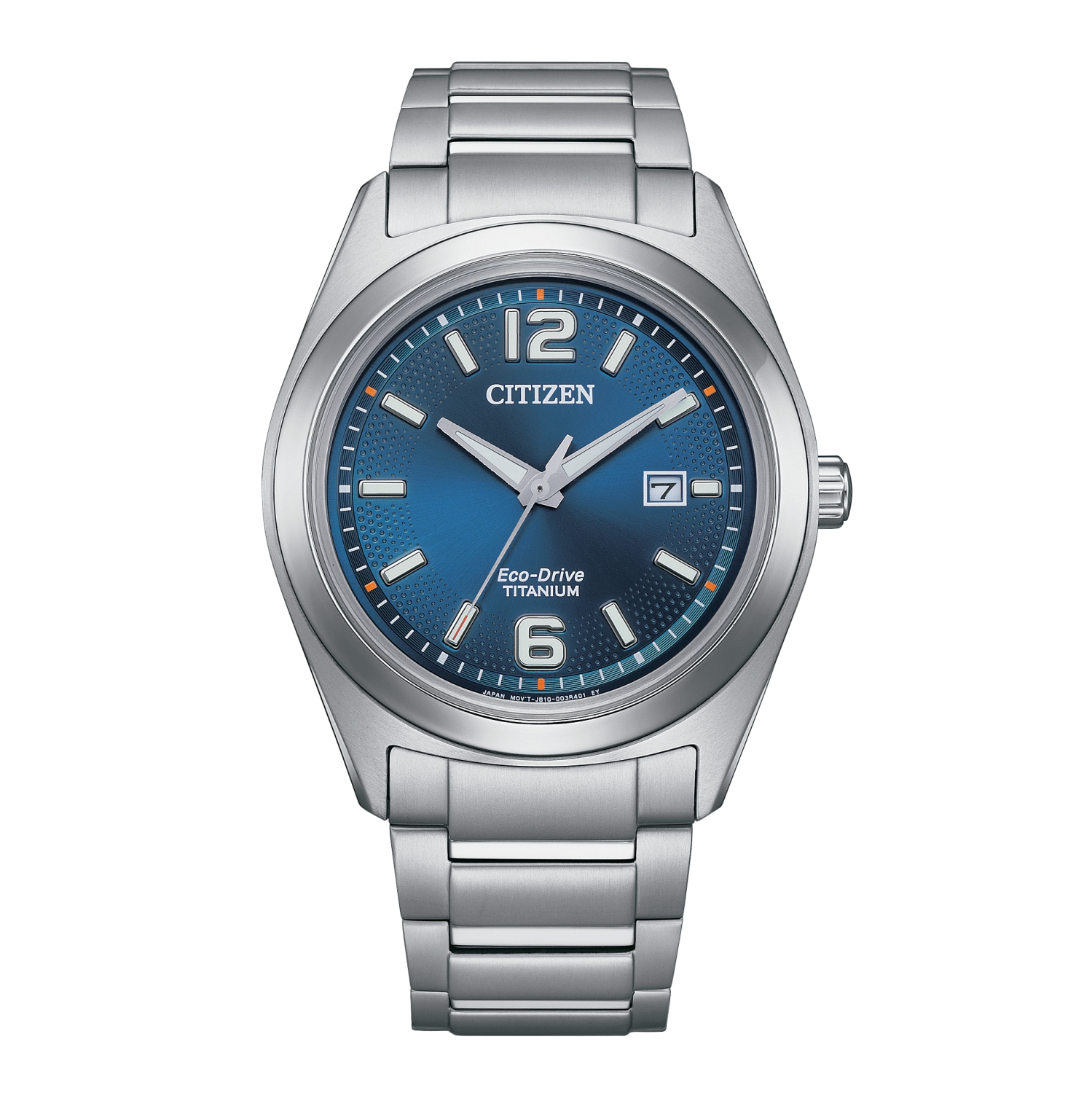 Citizen Mens Super Titanium Eco-Drive Watch 42mm Silver-Tone Super Titanium Case and Bracelet with Blue Dial (AW1641-81L)