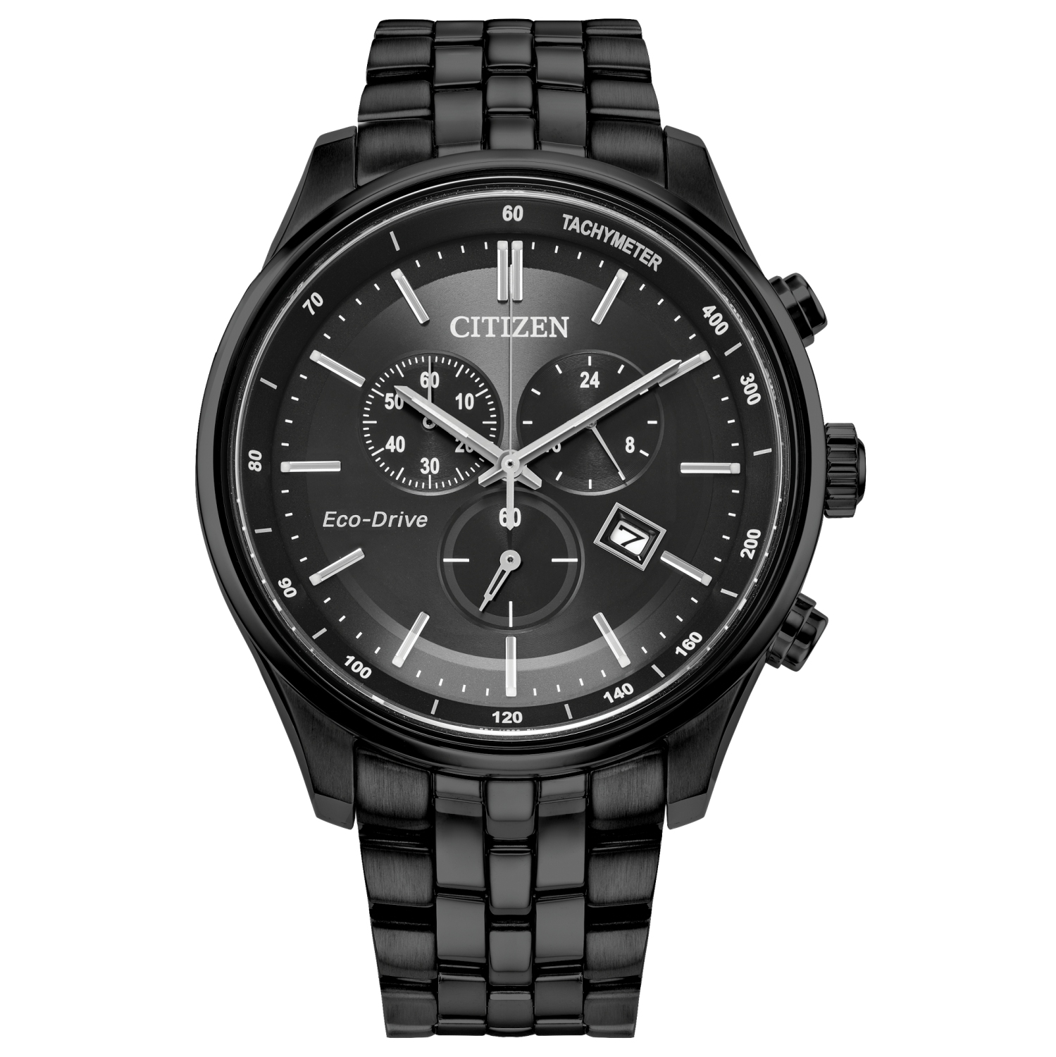 Citizen Mens Corso Eco-Drive Watch 42mm Black Stainless Steel Case and Bracelet with Black Dial (AT2145-86E)