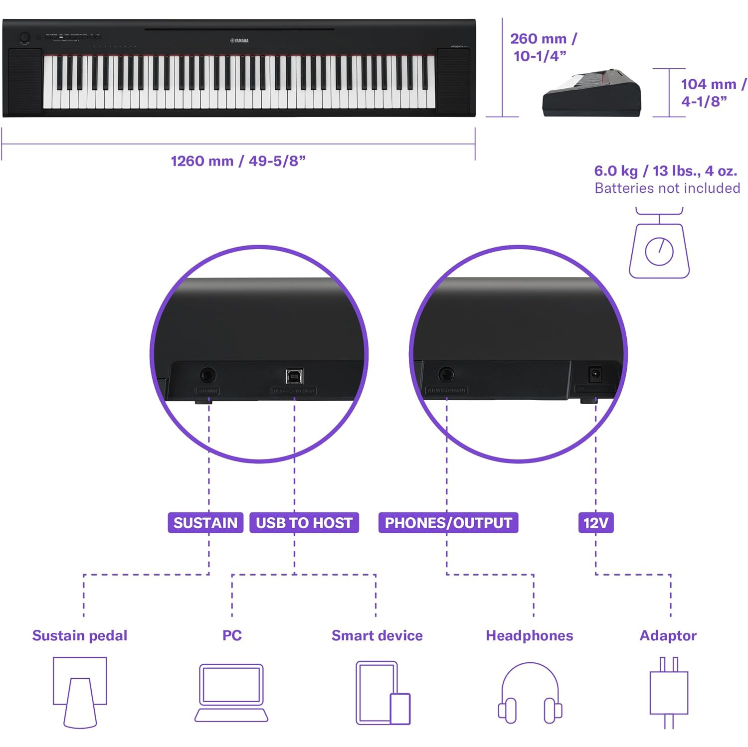 Piano numérique à 35 76 touches Piaggero NP-de Yamaha avec banc pour piano inclus!