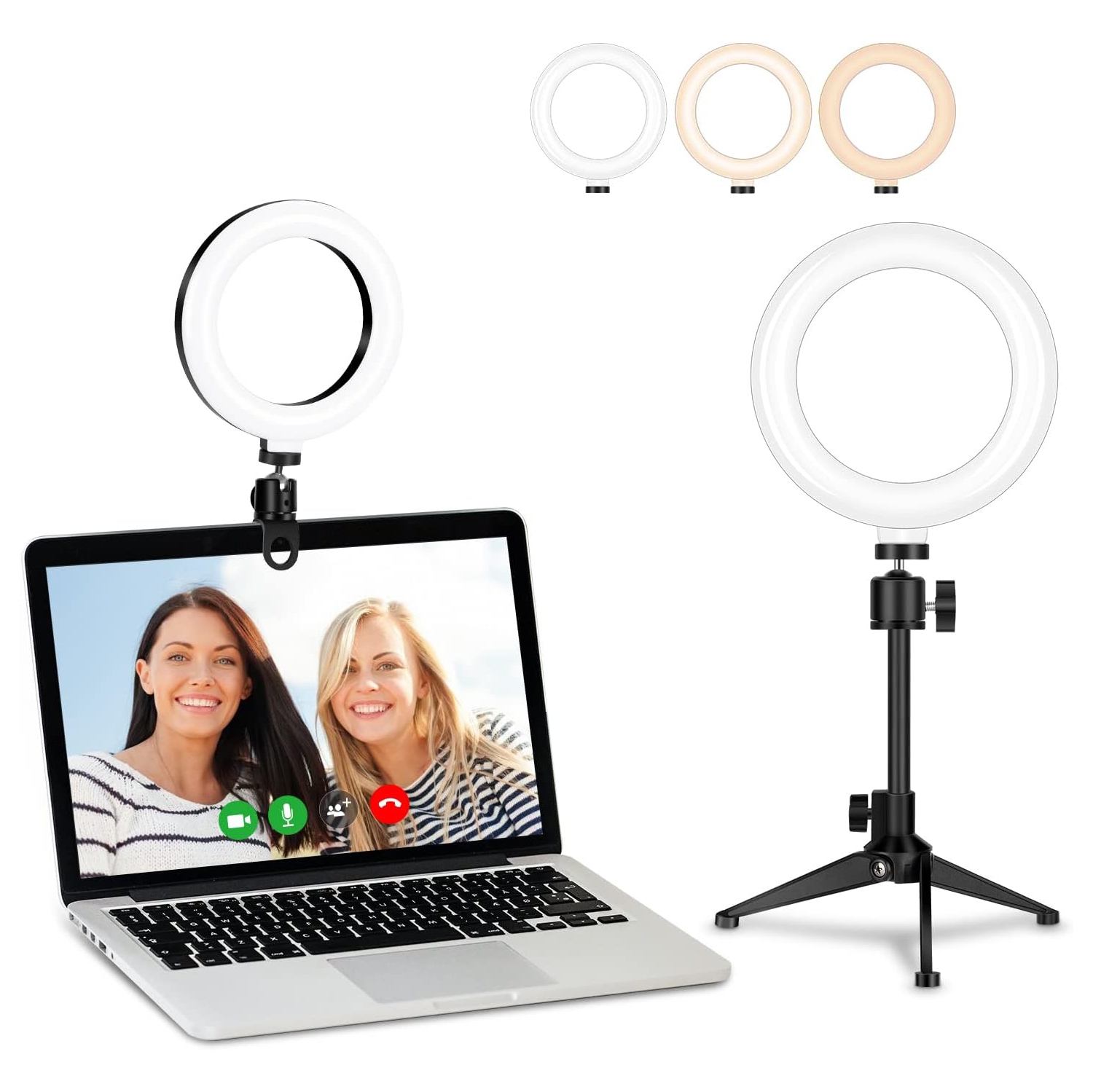6 Ring Light for Laptop Computer, M Wecam Lighting for Video Conference Kit, Small Desk Ring Lights with Tripod Stand and Clip On for Zoom Meetings,